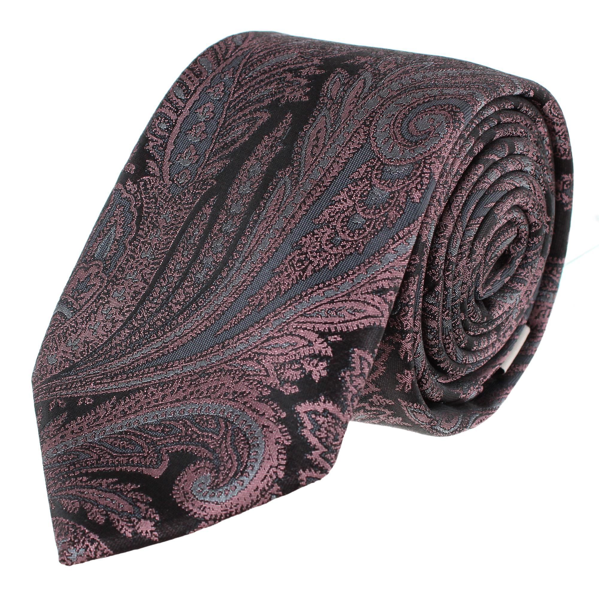 Essentials by Trafalgar Paisley Patterned Necktie and Solid Pocket Square Set