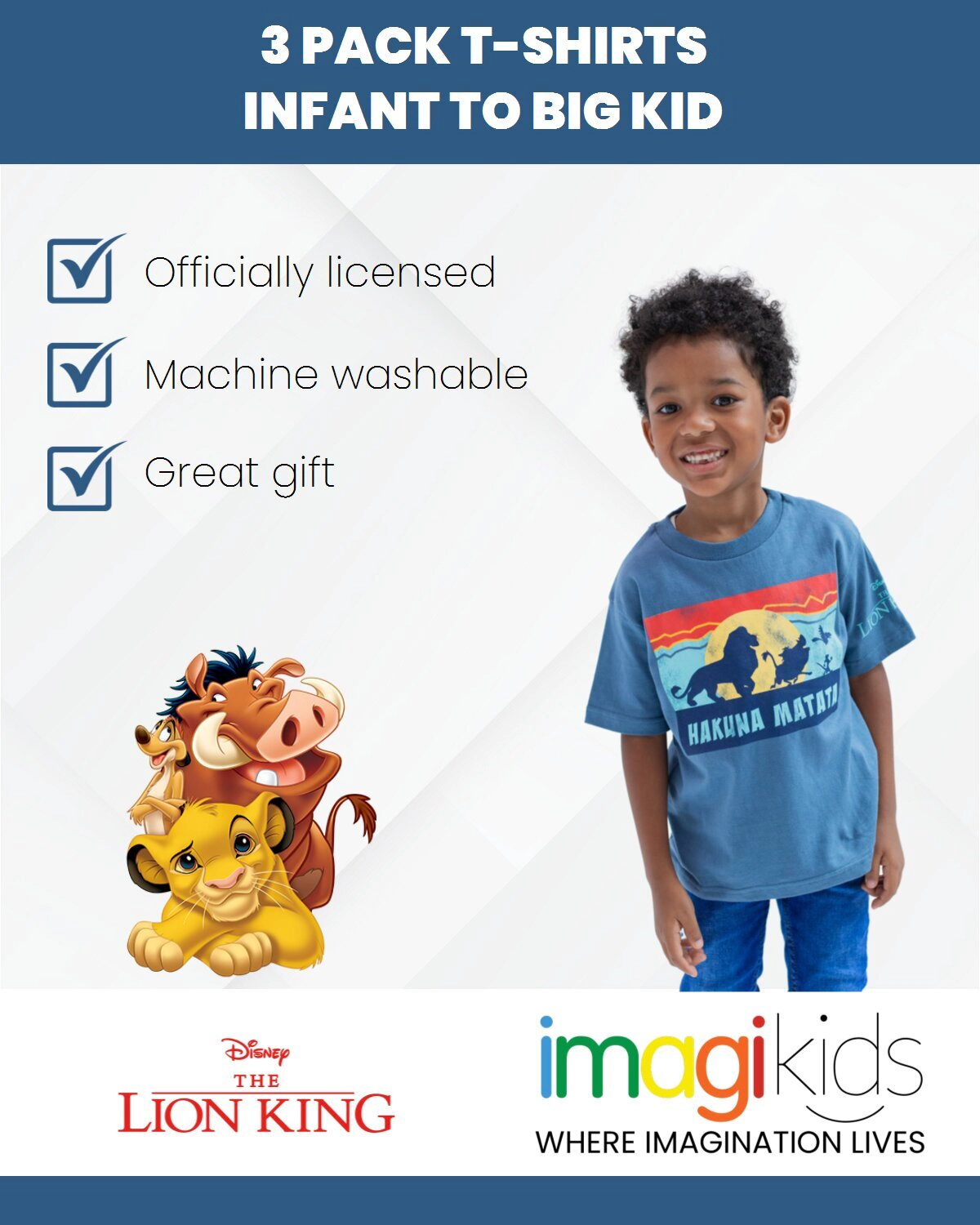 Disney Lion King Boys' 3-Pack Short Sleeve T-Shirt