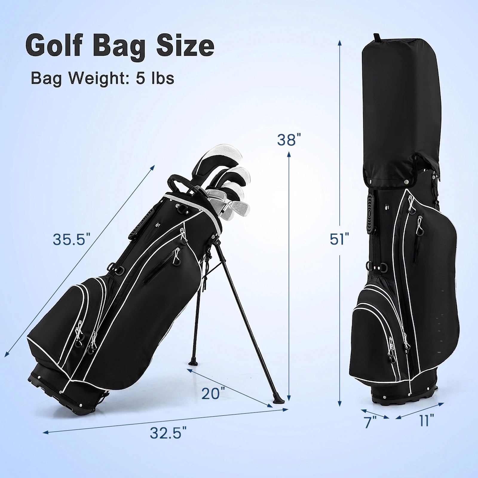 10-pc Complete Golf Club Set for Men 460cc Driver 3 Fairway Wood 4 Hybrid 5 Irons Putter and Stand Bag Black