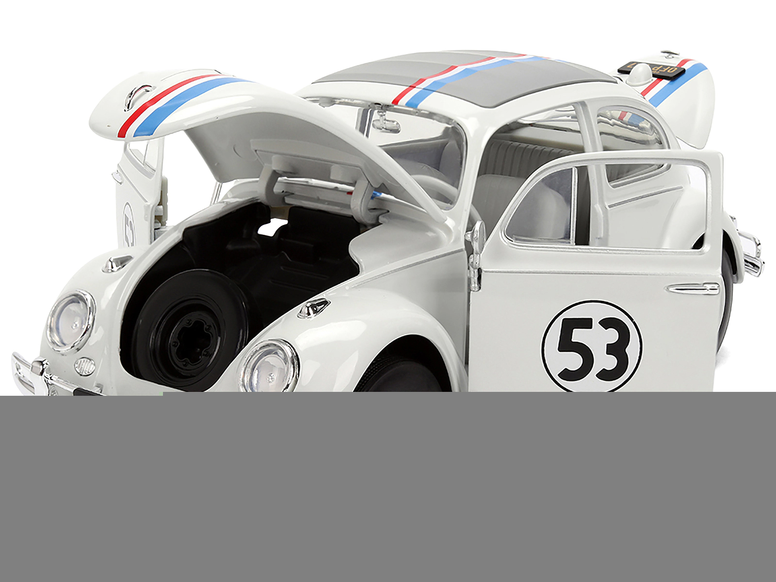 Jada Volkswagen Beetle #53 "Herbie" White with Stripes "The Love Bug" (1968) Movie with Extra Wheels 1/24
