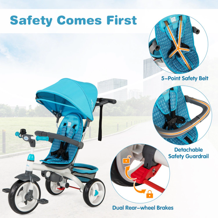 Hivvago 4-in-1 Detachable Baby Stroller Tricycle with Round Canopy