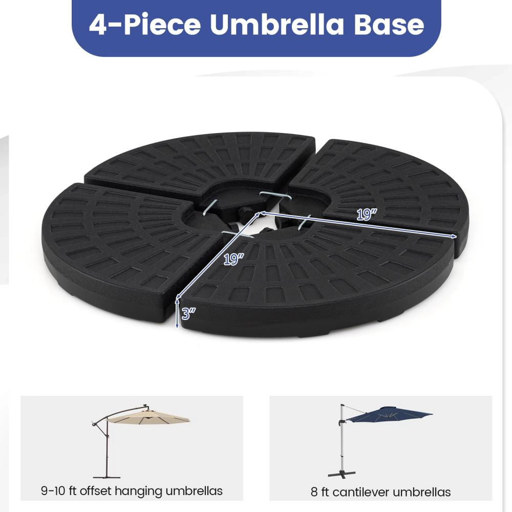 Hivvago 4-Piece Patio Market Umbrella Base 140 Lbs Heavy-Duty With U-Locking Pins
