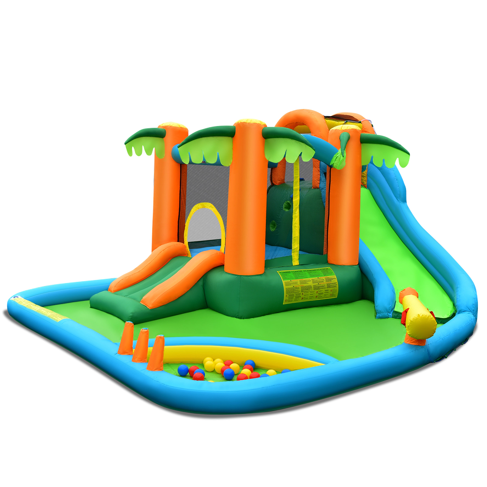 SUGIFT Inflatable Water Slide Park with Extended Slide Handrails Trampoline Splash Pool and Ocean Balls
