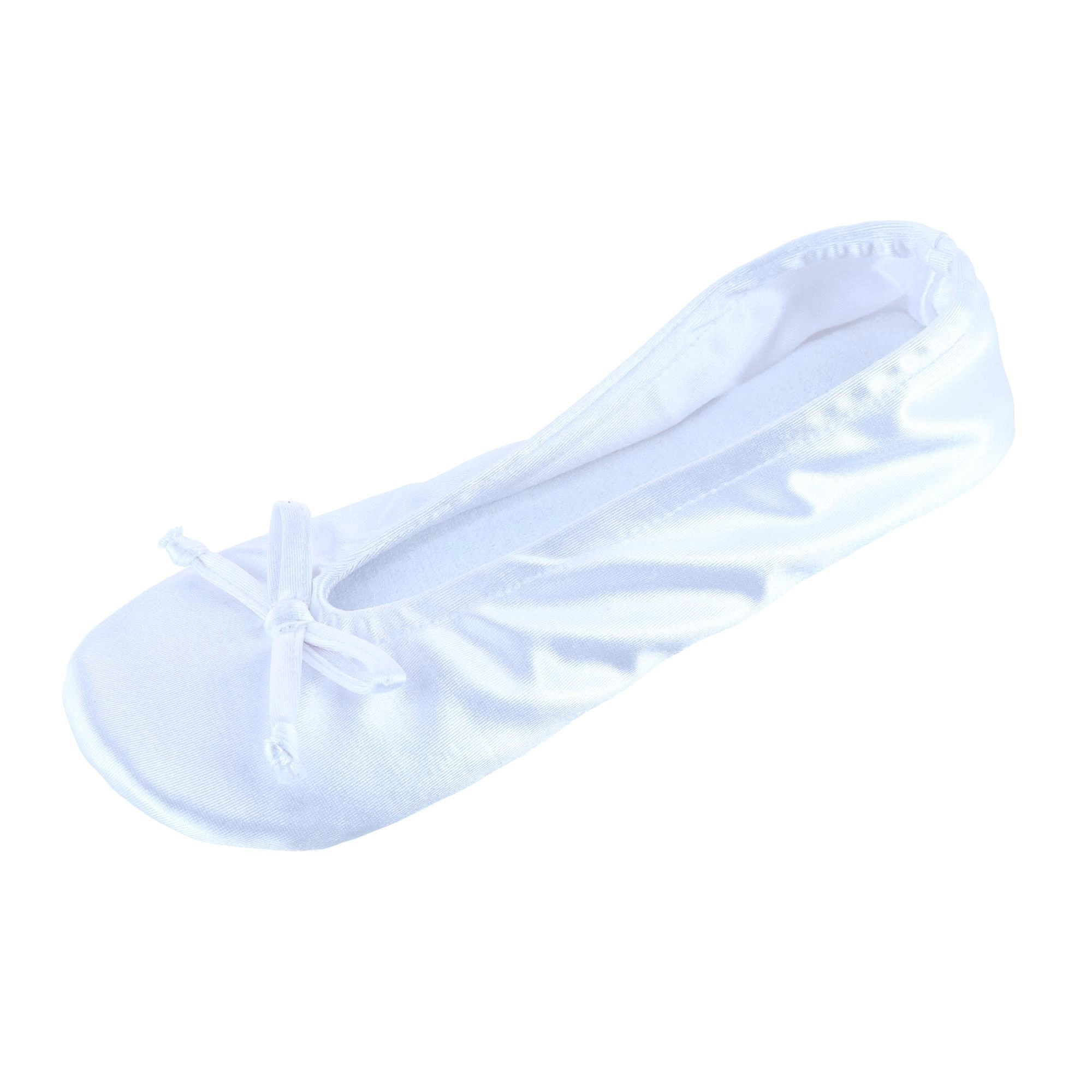 CTM Women's Striped Satin Pajamas and Ballet Slipper Set