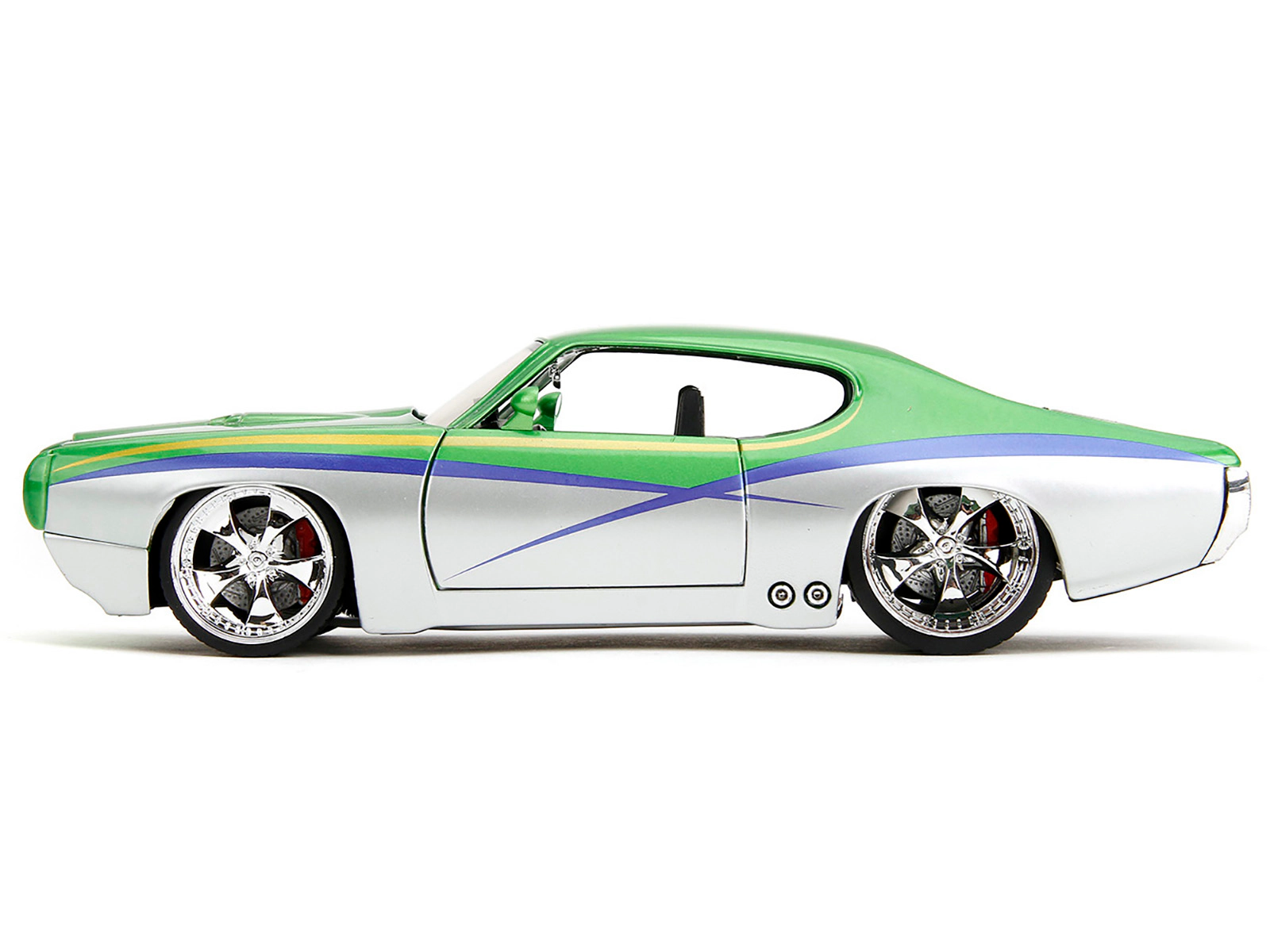 Jada 1969 Pontiac Gto Judge Green Metallic And Silver With Stripes "Bigtime Muscle" Series 1/24 Diecast Model