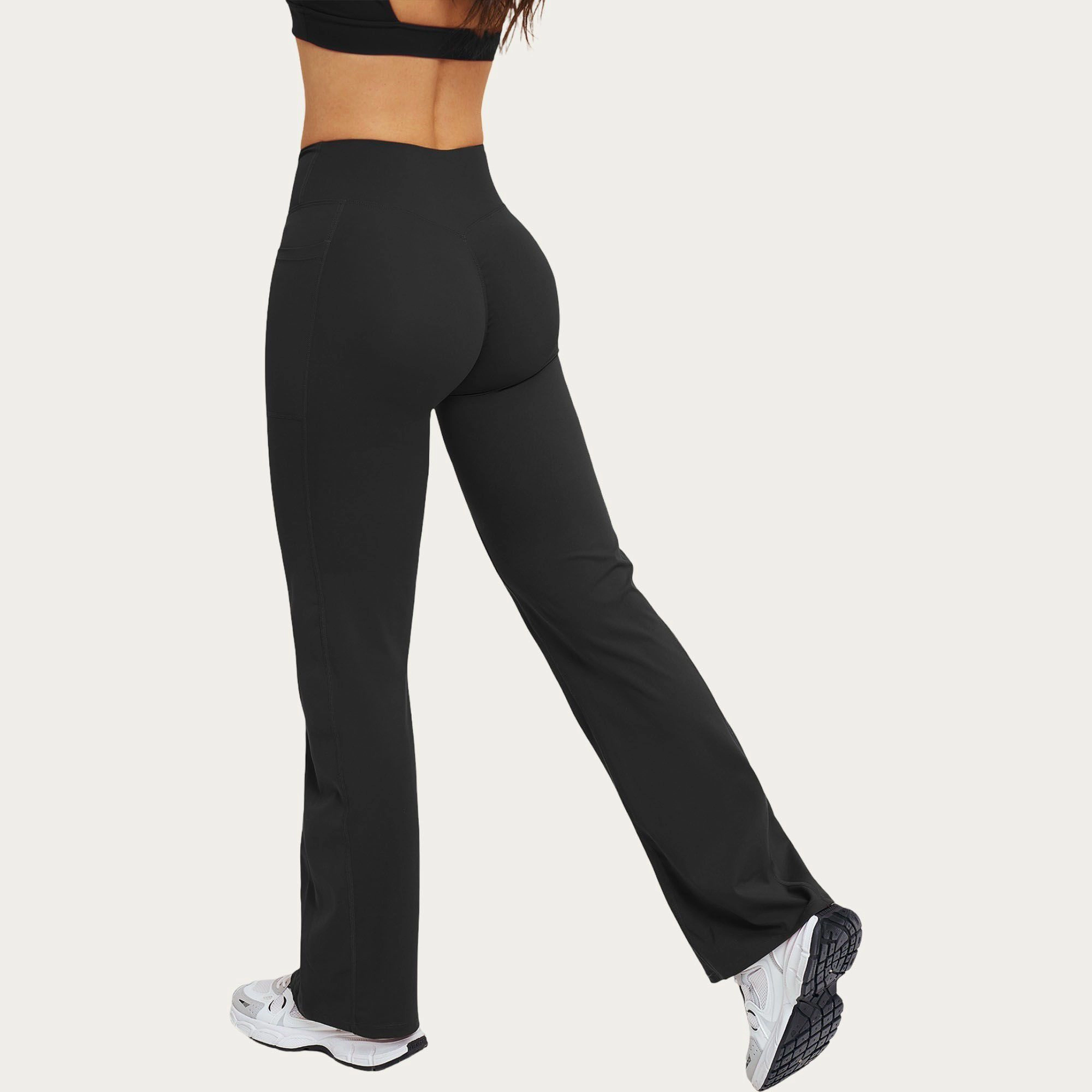 Anna-Kaci Active Women's High Waist Crossover Flare Yoga Pants Stretch Bootcut Workout Leggings with Side Pocket