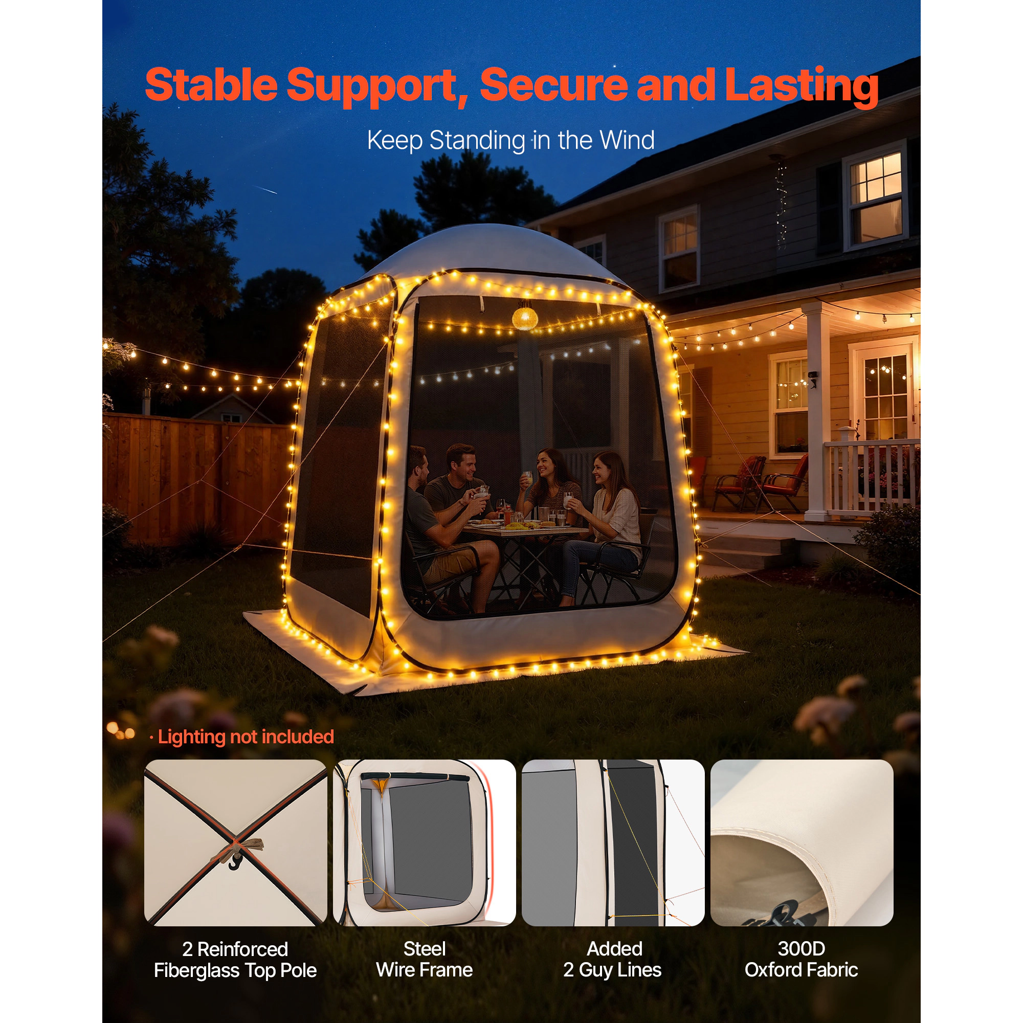 HONGGE Screen House Tent Pop Up Screen Tent Portable Screened in Canopy with Carry Bag Netting Sides Ground Stakes for