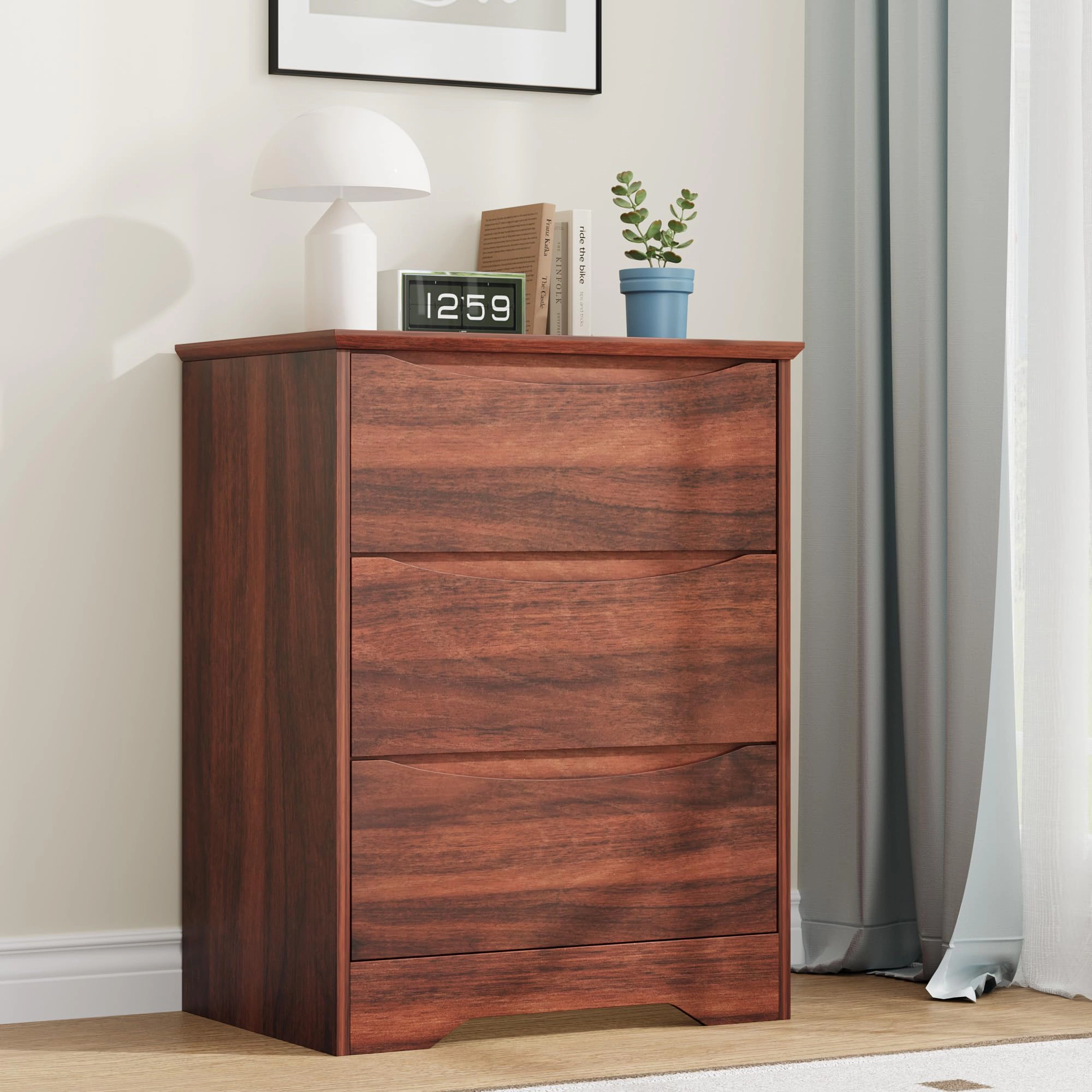 3 Drawer Dresser with Hidden Handles, 29.5" Tall Wooden Storage Chest for Bedroom Living Room Hallway