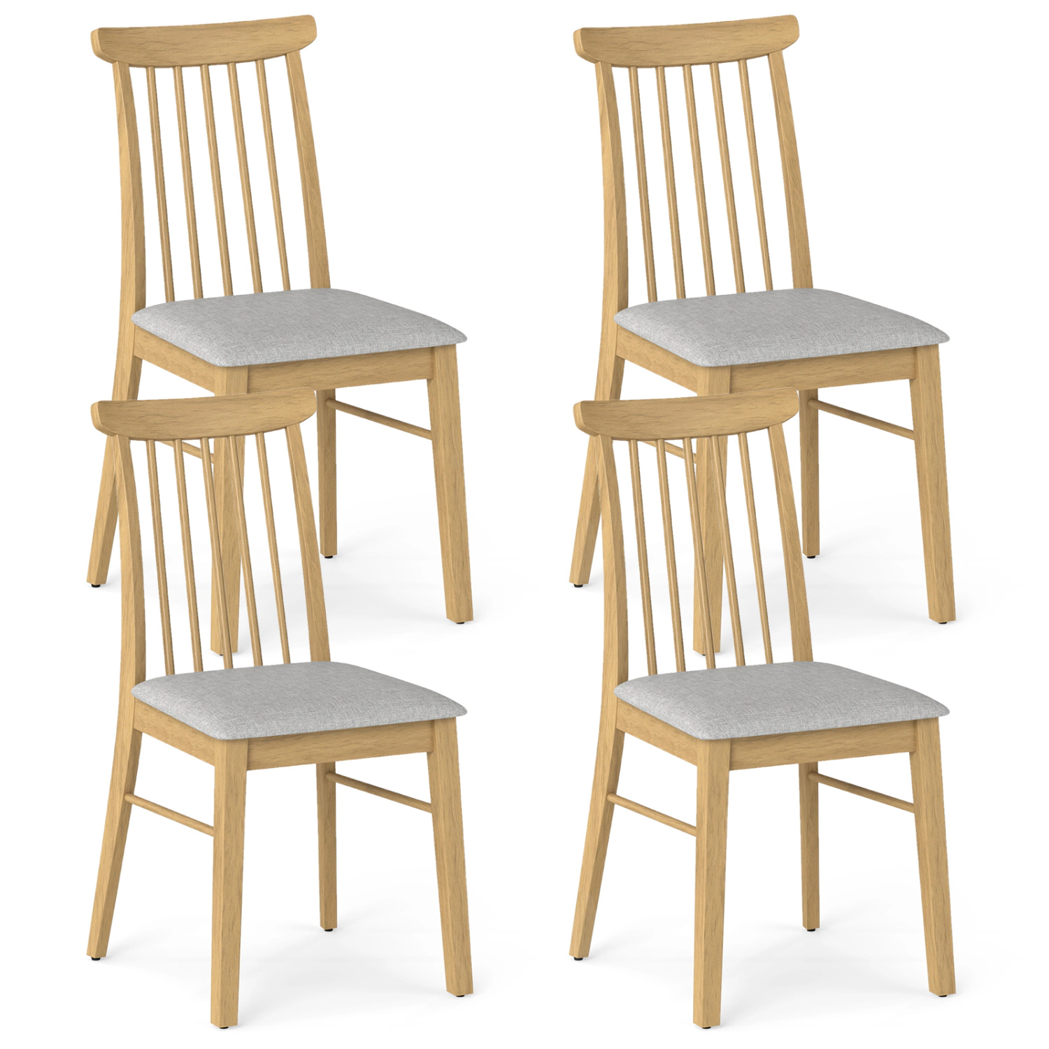 LJG Dining Chairs Set of Fabric Upholstered Kitchen Armless Chairs with Rubber Wood Frame