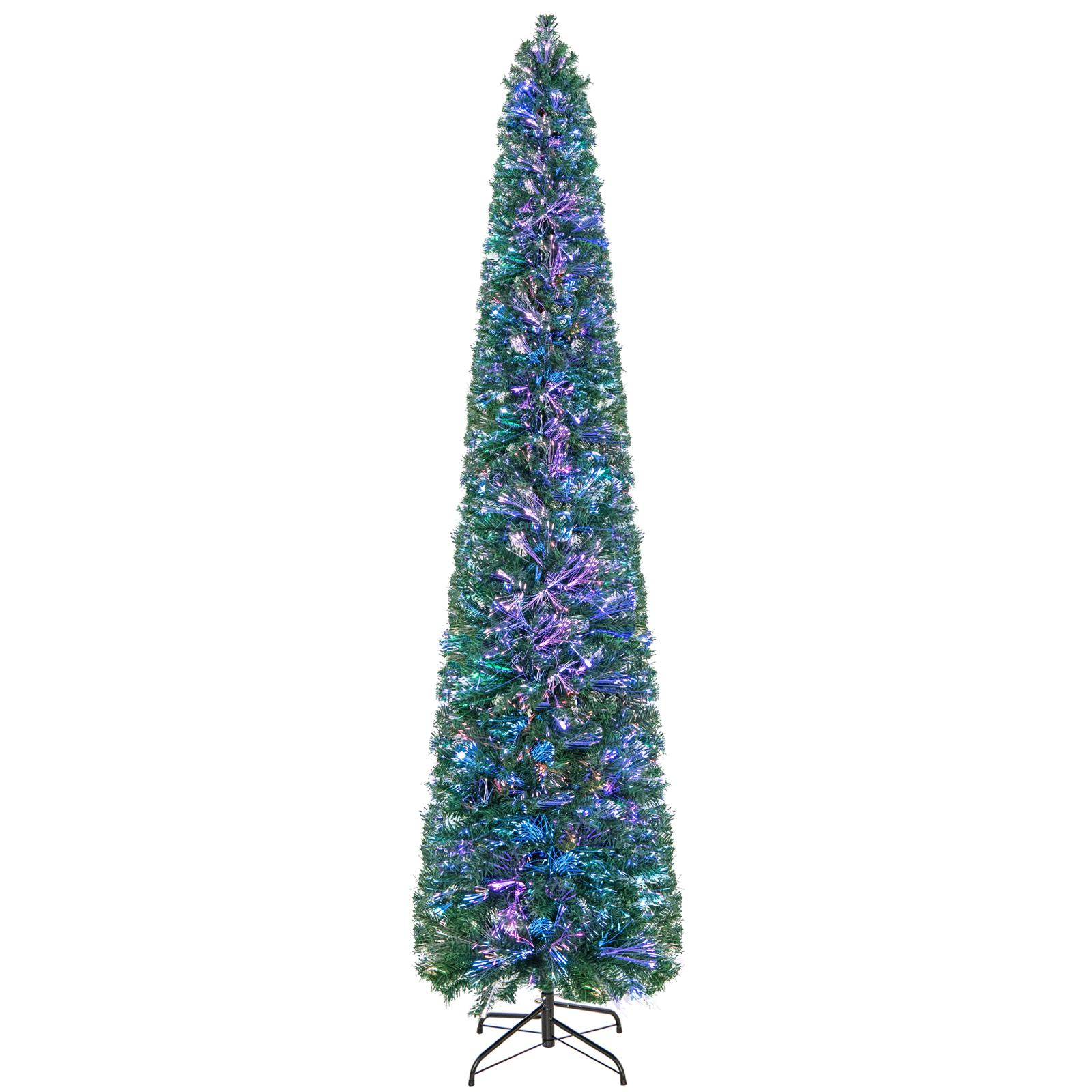 SlickBlue Pre-Lit Fiber Optic Pencil Christmas Tree with LED Lights