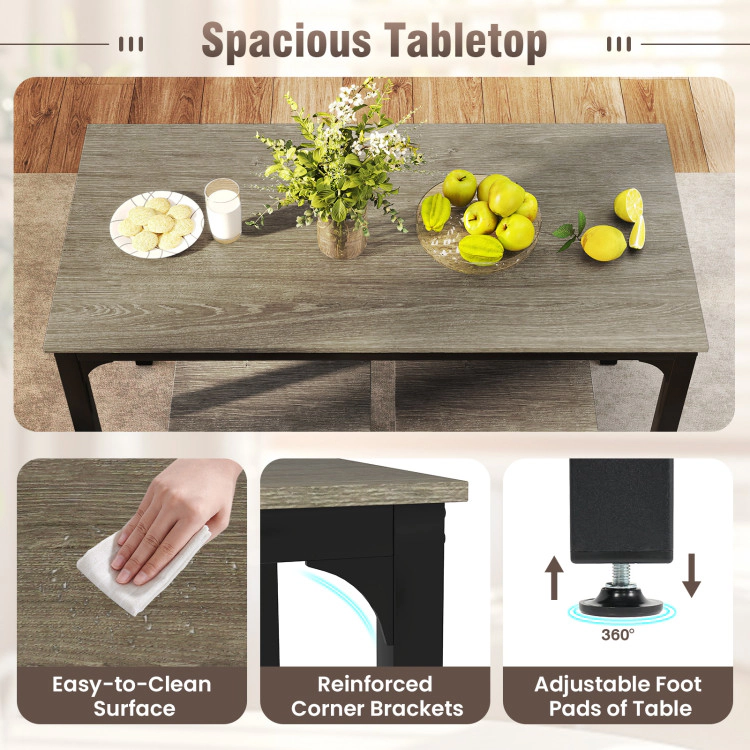 Hivvago 4 Pieces Space-Saving Dining Table Set With Bench And 2 Stools-Oak