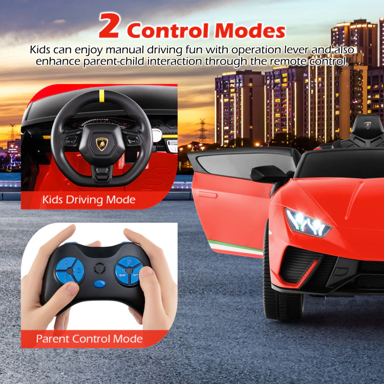 Hivvago 24V Ride-on Car for Kids 4WD 2-Seater Licensed Lamborghini Electric Vehicles with Music