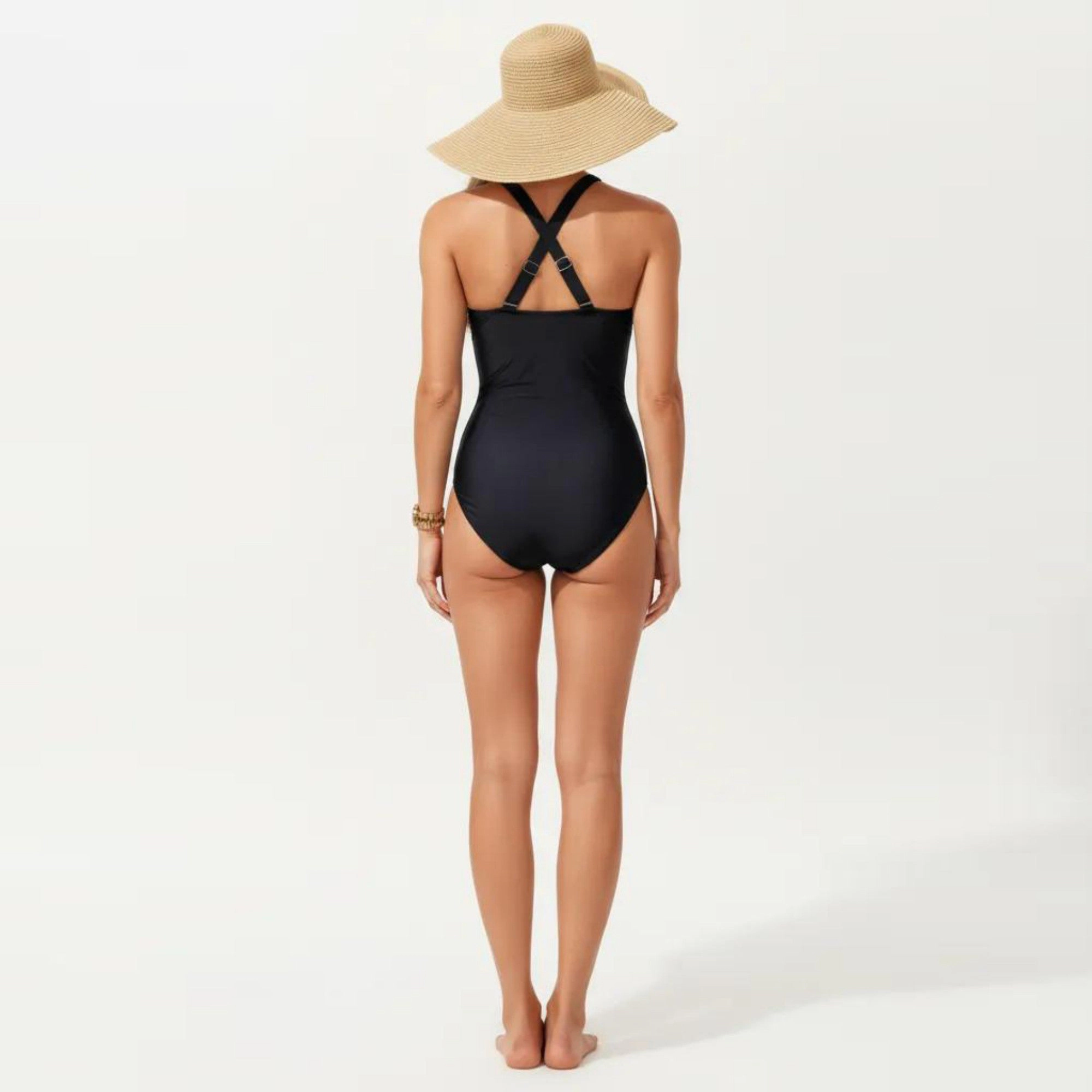 Anna-Kaci Women Halter Ruched One-Piece Swimsuit with Laser-Cut Detail
