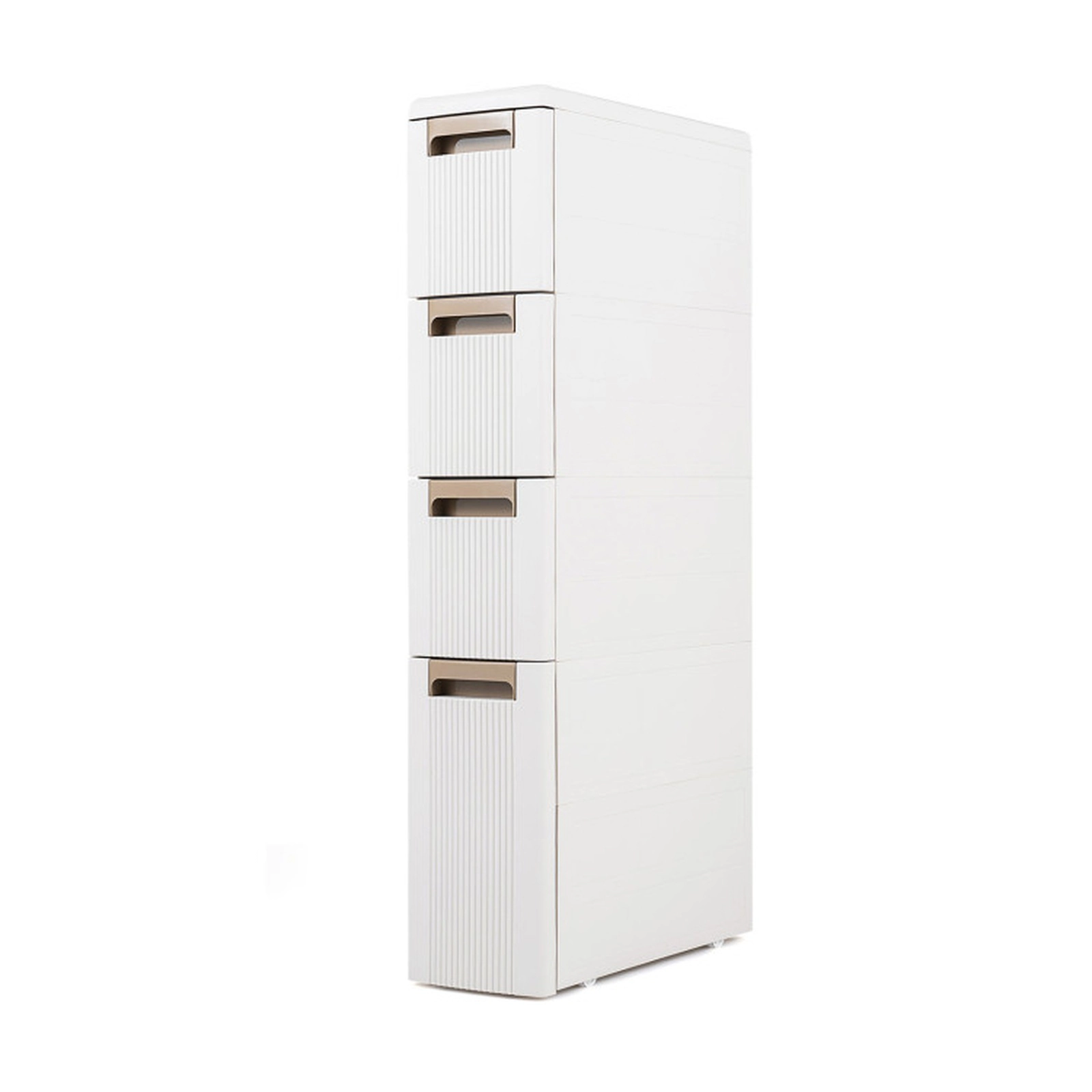 SUGIFT 4 Drawers Removable Dividers Rolling Narrow Storage Cabinet 18-in x 7-in x 37.5-in 11-lb per Drawer Off White