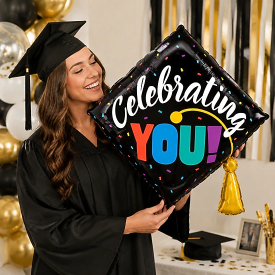LoonBalloon 29 in Graduation Cap Foil Balloons - 5 Pack, Color ...