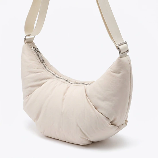 Alilang Women's Padded Crescent Shoulder Bag with Wide Strap and Top Zipper Closure 13x7.5x2.5in