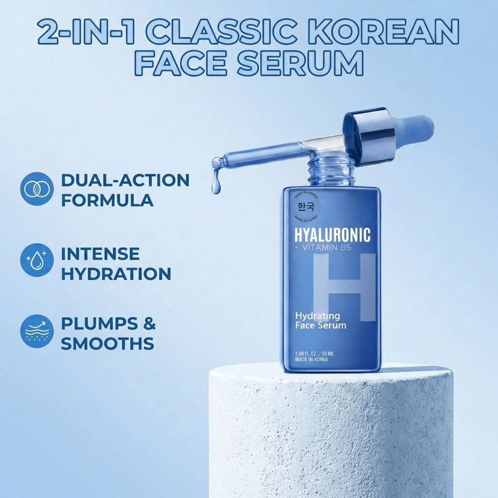 Lovery Hyaluronic + Vitamin B5 Hydrating Face Serum - Korean Skincare Dual-Action Plumping & Barrier Repair Treatment
