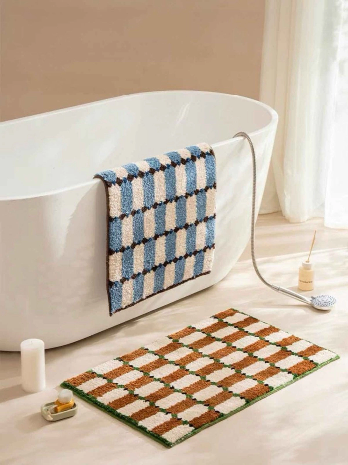 Inspecial Home Soft Absorbent Machine Washable Retro Checker Bath Rug