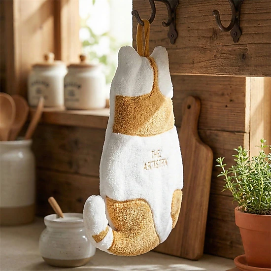 Alilang Women Soft Absorbent Hanging Hand Towel with Cat Shape Reusable Cleaning Cloth