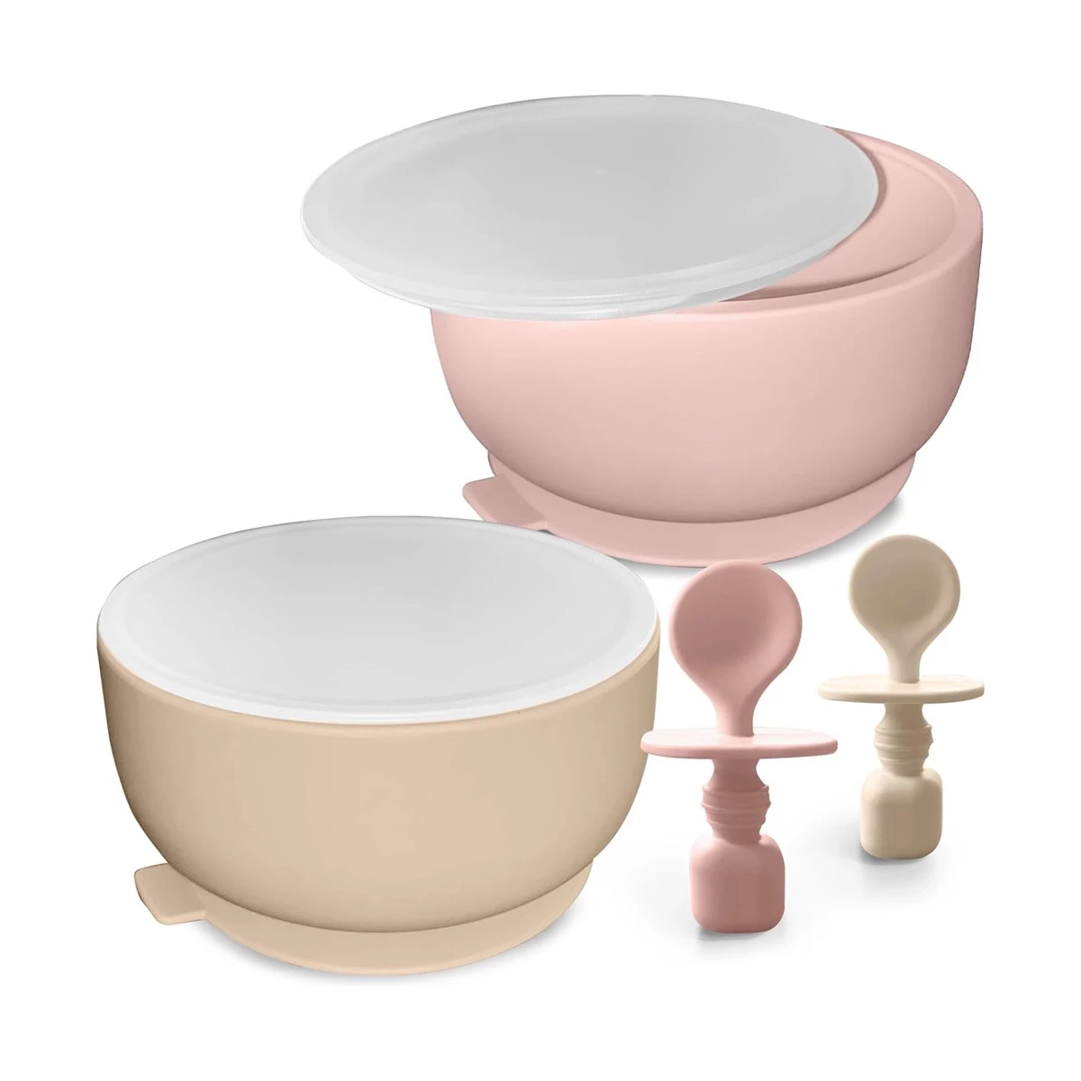 Sperric Silicone Baby Feeding Set - Infant Suction Bowls with Lids and Spoons | BPA Free Toddler Self Utensils