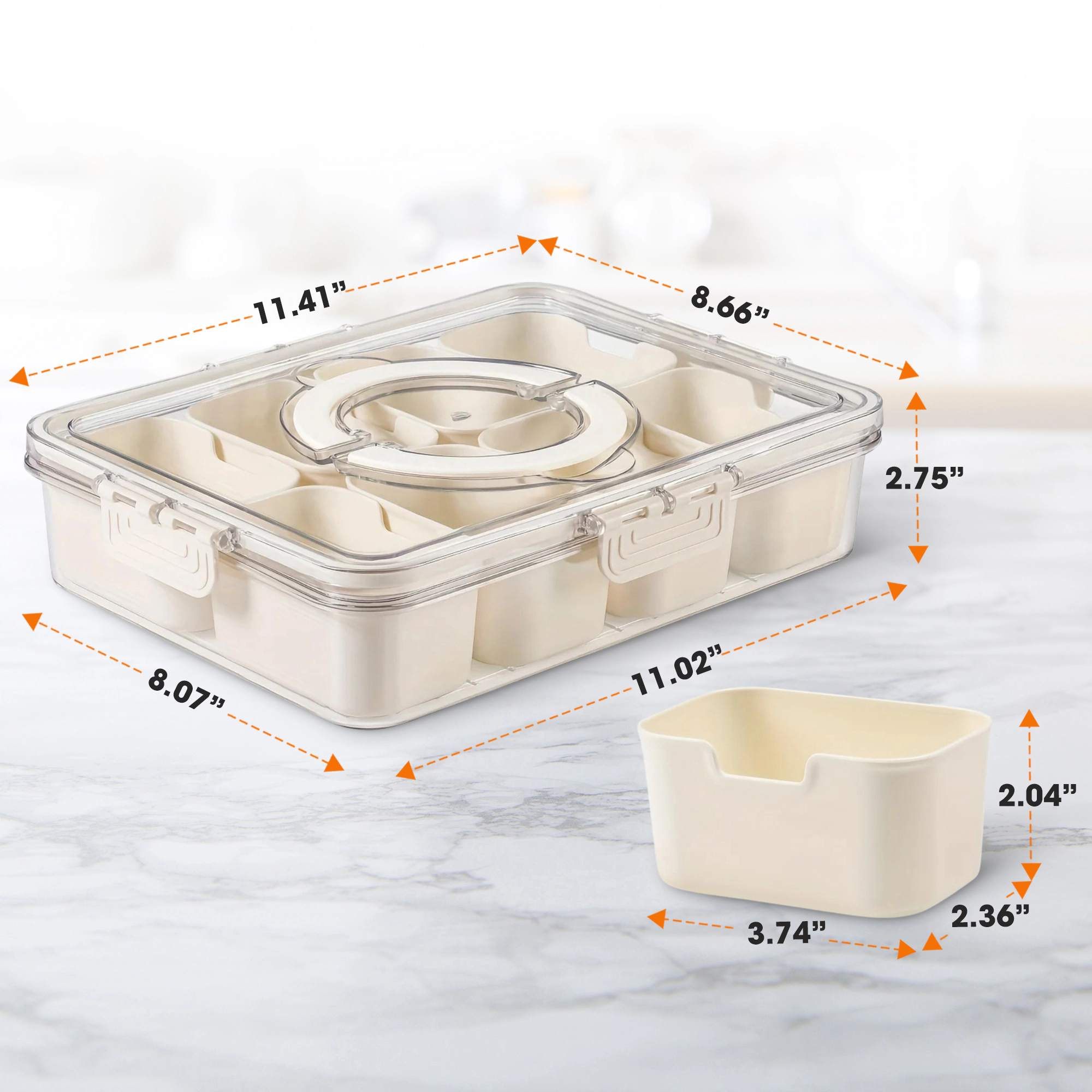 Cheer Collection Airtight Food Storage Container with 8 Removable Baskets and Foldable Handle
