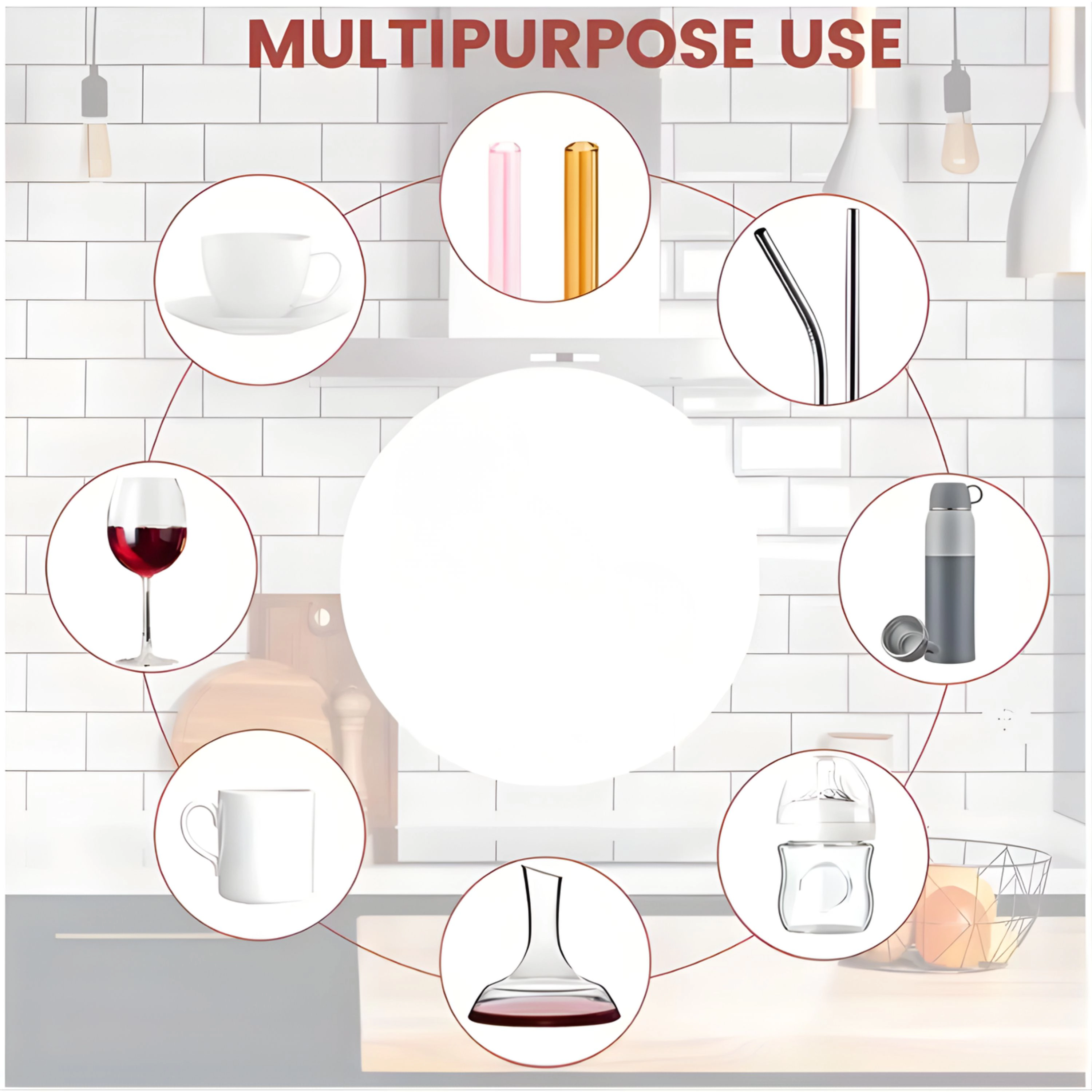 Kitcheniva 3-in-1 Silicone Bottle Brush With Detachable Head, Detachable Teat Nipple Cleaner Brush, And Straw Cleaner
