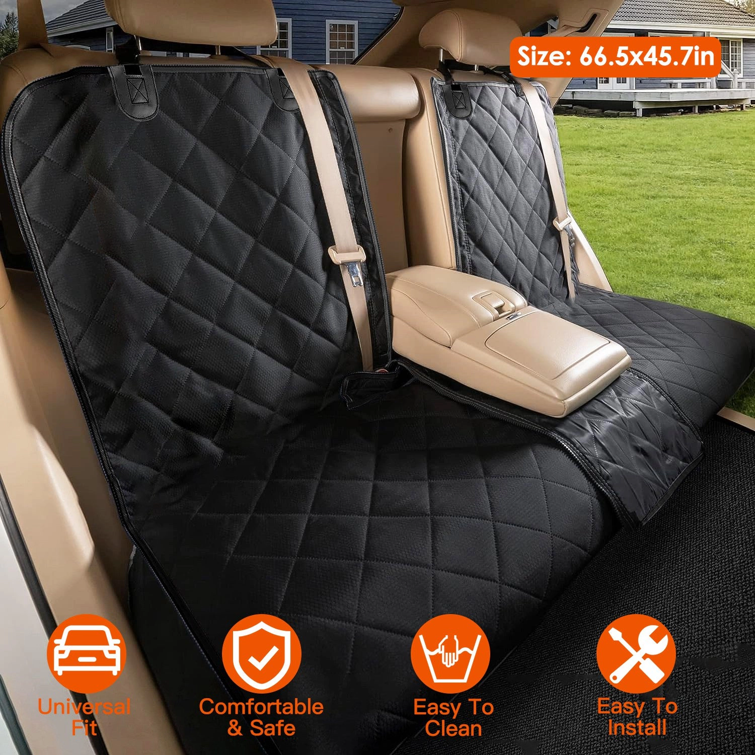 GBruno Waterproof Dog Car Seat Cover With Seat Belt