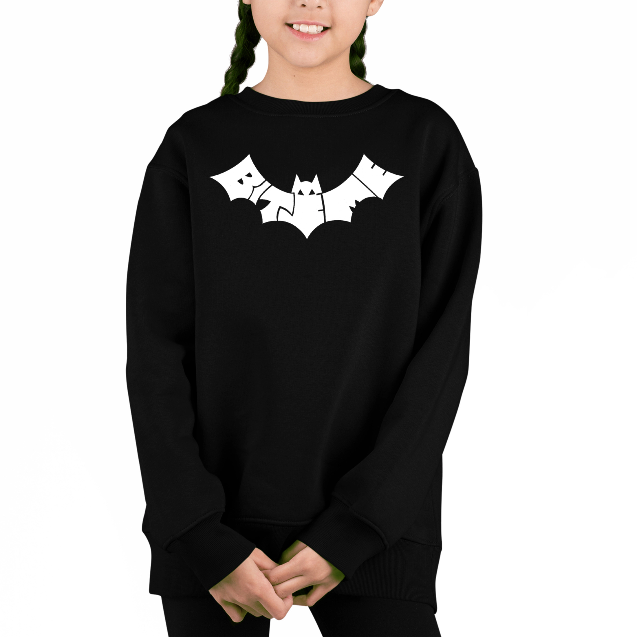LA Pop Art Girl's Word Sweatshirt - Bat Bite Me
