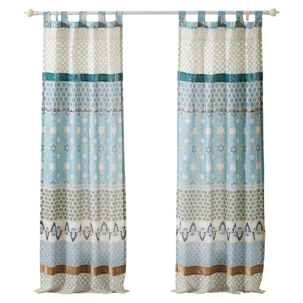 Greenland Home Fashions Thalia Stylized Florals and Geometric Prints Bohemian Comfort Panel Pair Panel 42"x84" Blue