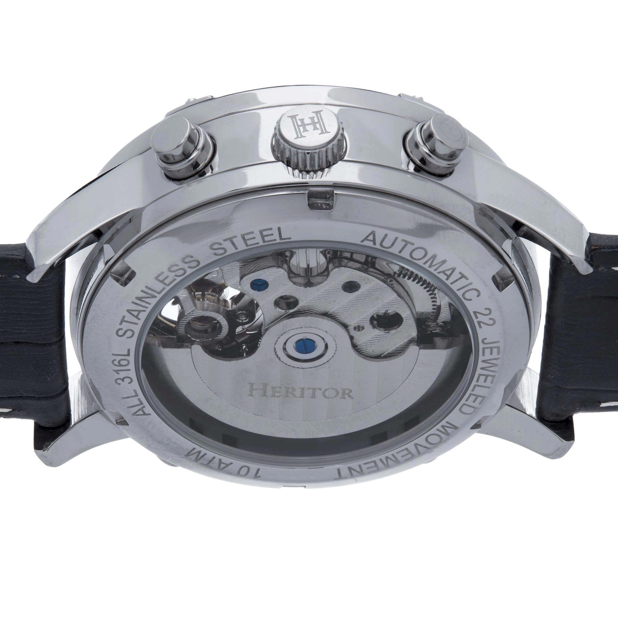 Heritor Automatic Wilhelm Semi-Skeleton Leather-Band Watch w/Day/Date