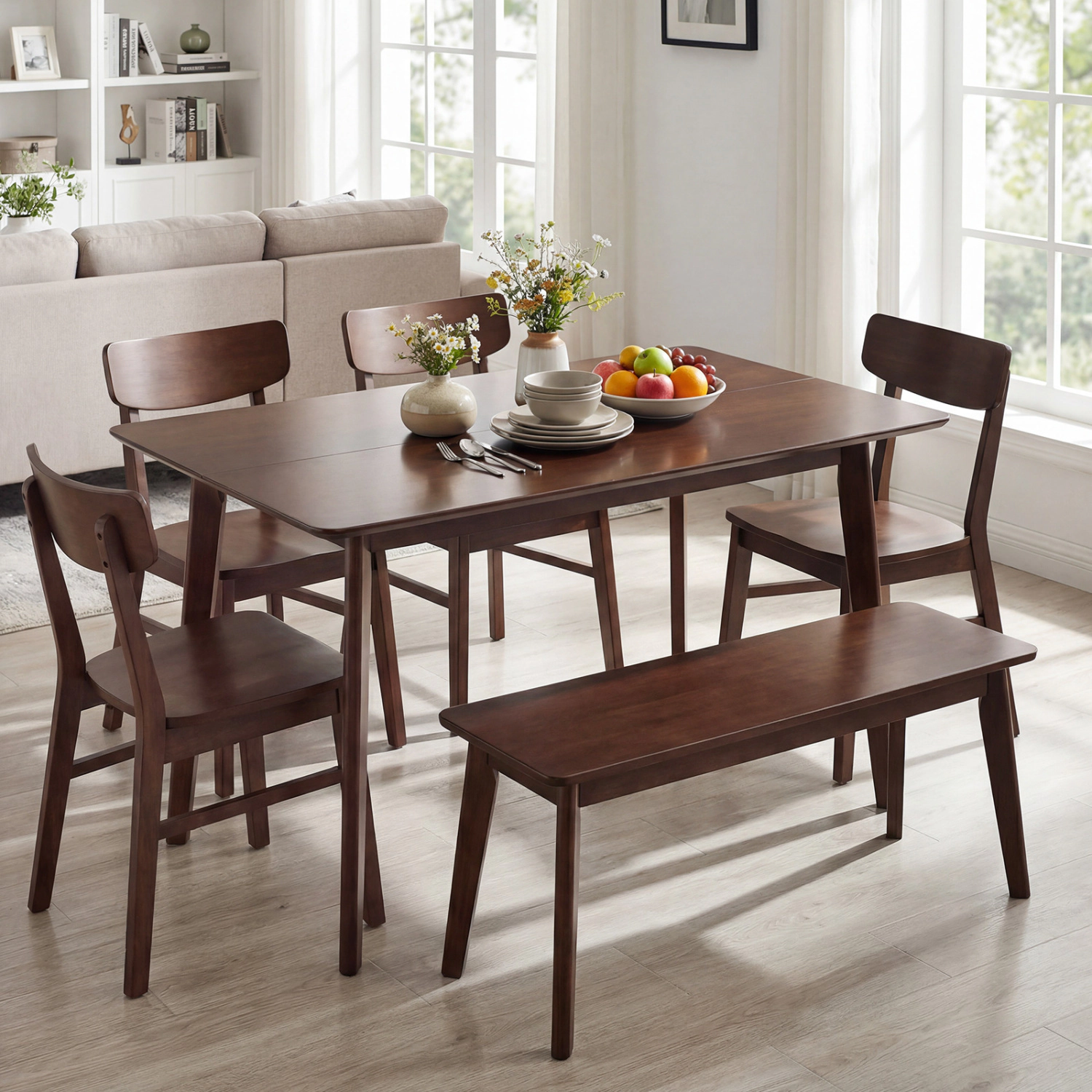LJG Rectangle Dining Table for 4-6 People 47" Kitchen Table