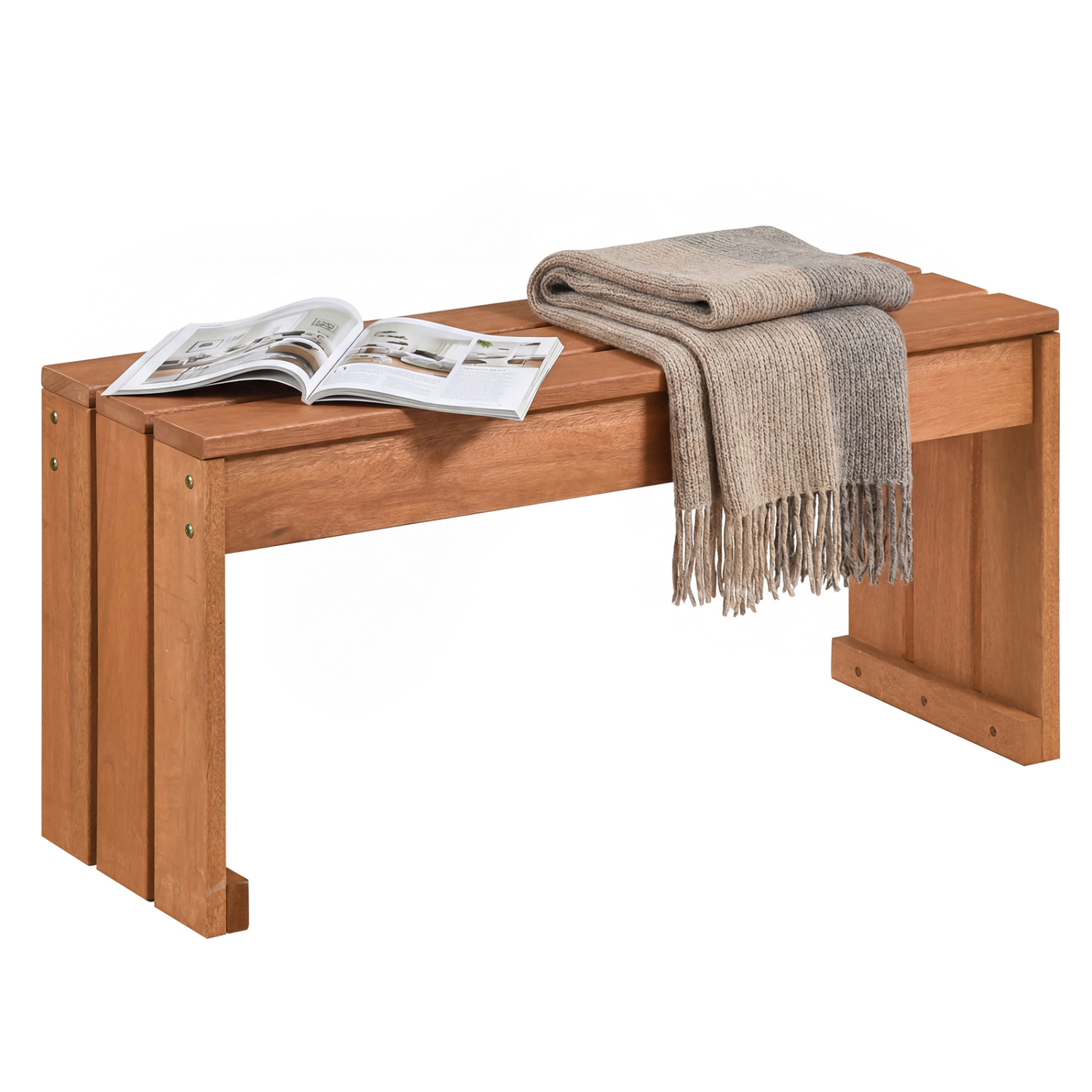 LJG 2-Person Outdoor Garden Bench with Solid Wooden Frame for Backyard