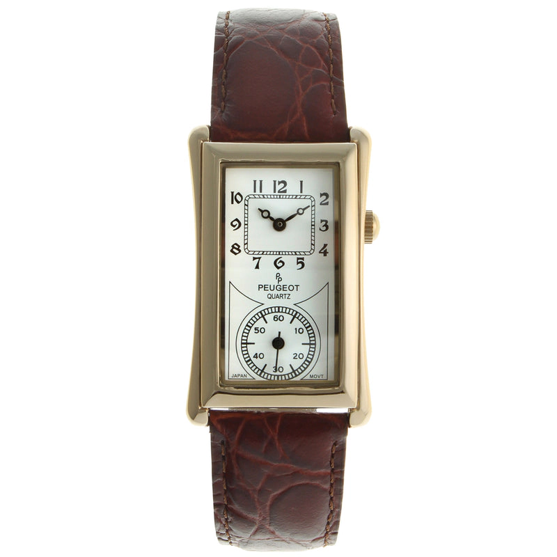 Peugeot Men's 40x24 mm Gold Large Remote Sweep Leather Strap watch