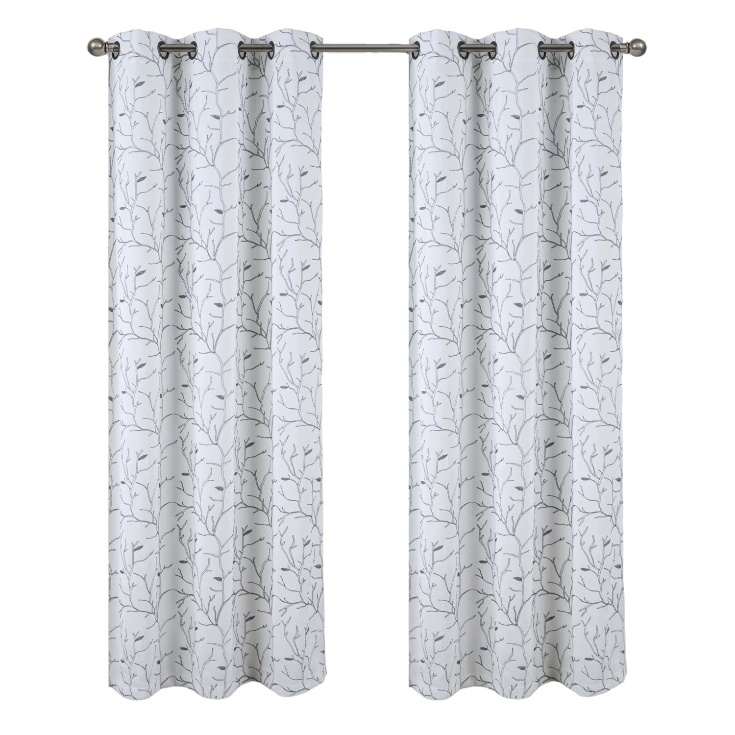RT Designer Collection Luciana Embroidered Blackout Luxurious Decorative Grommet Curtain Panel 54" x 90" White