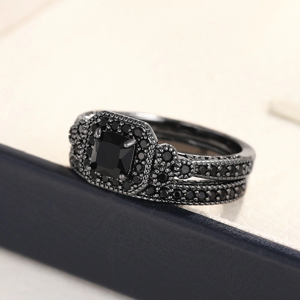 Fashion 2Pcs Set of Rings for Women Double Layer Stackable Jewelry