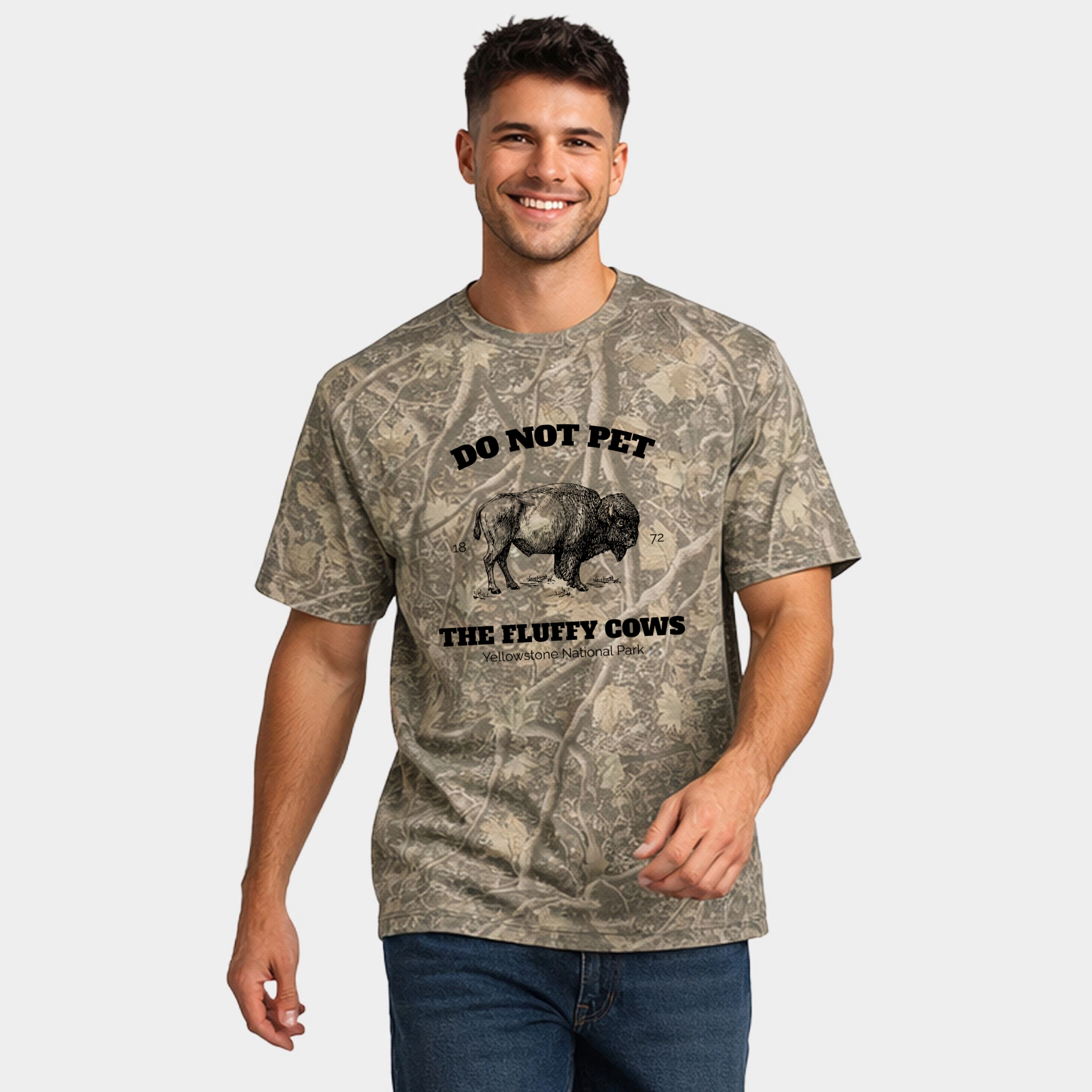 Simply Sage Market - Men's Heavyweight Camo Tee Yellowstone Fluffy Cows