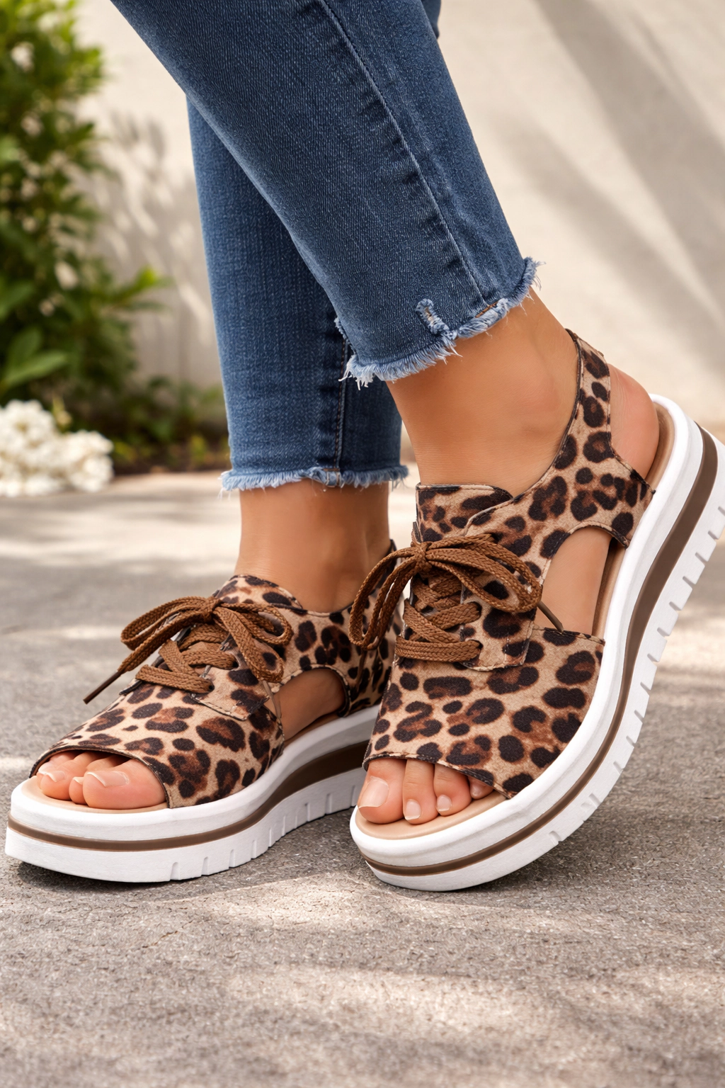 Threaded Pear Women's Malani Lace Up Wedge Sandals