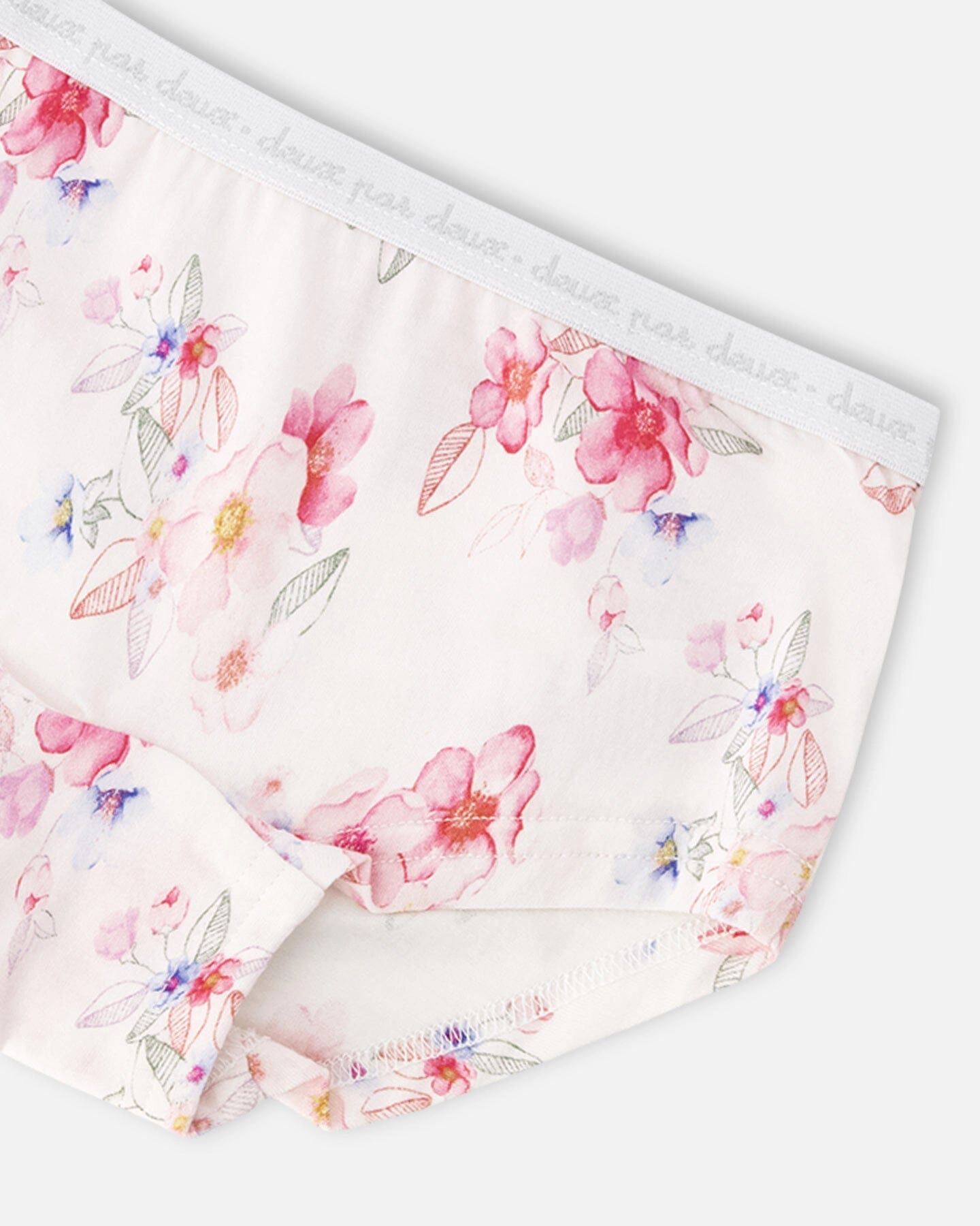 Deux par Deux Girls Organic Cotton Boyshort Panty Printed Flowers
