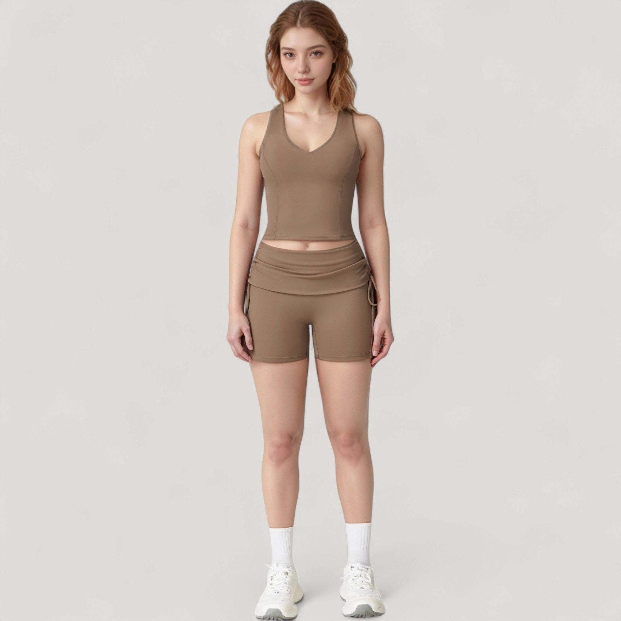 Anna-Kaci Women's V-Neck Cropped Tank Top with Racer-Inspired Straps and Smooth Contour Fit for Activewear