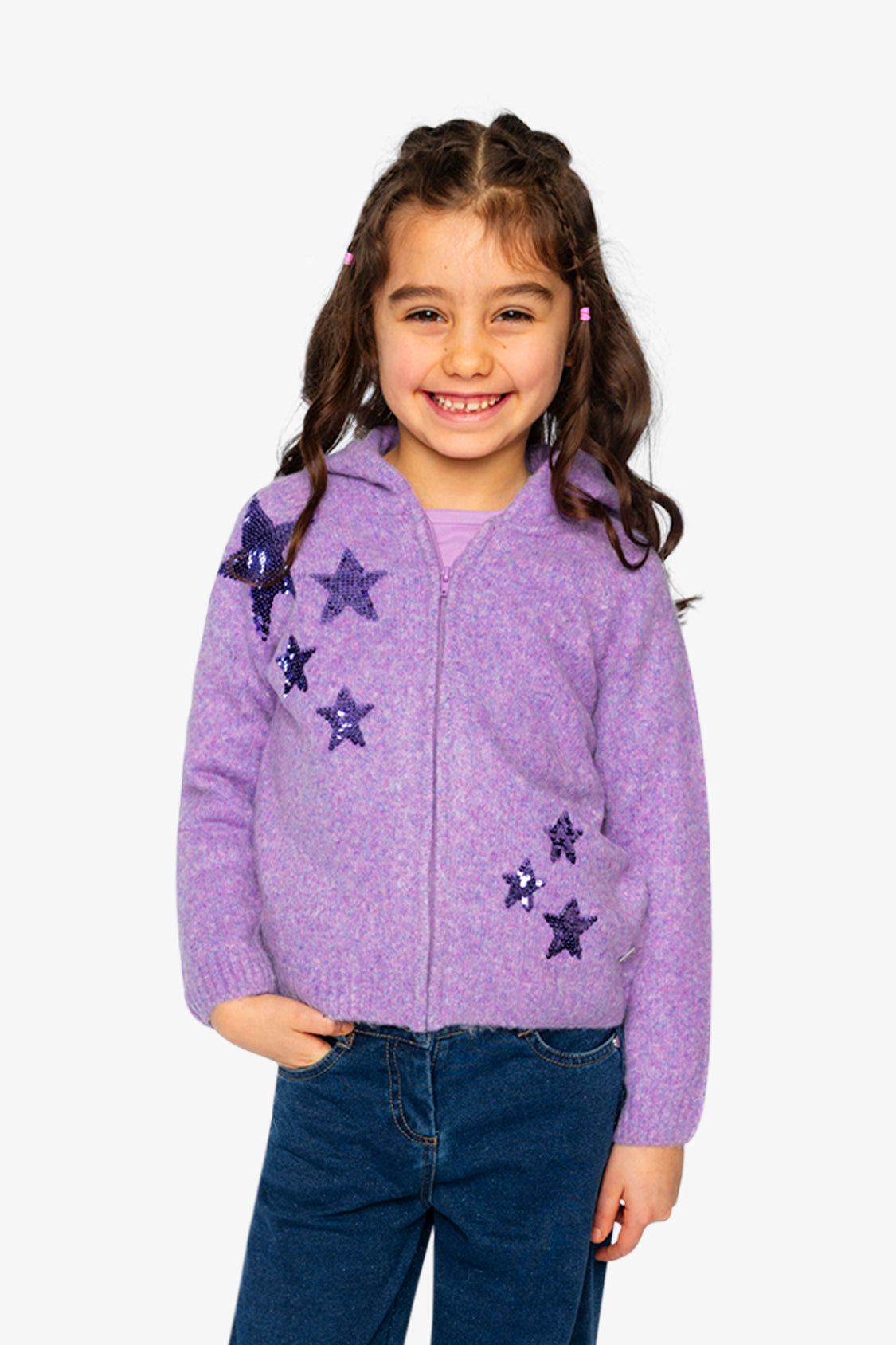 Deux par Girls Hooded Knitted Cardigan