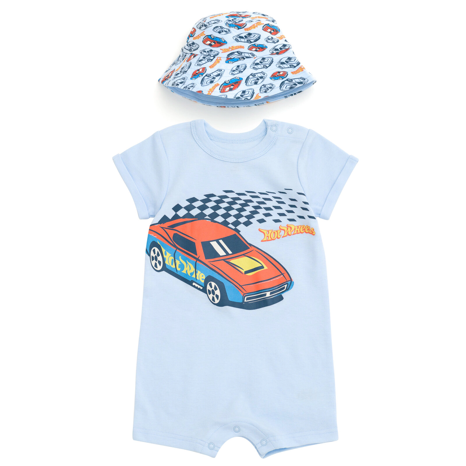 Hot Wheels Boys' 2-Piece Romper and Sunhat Set