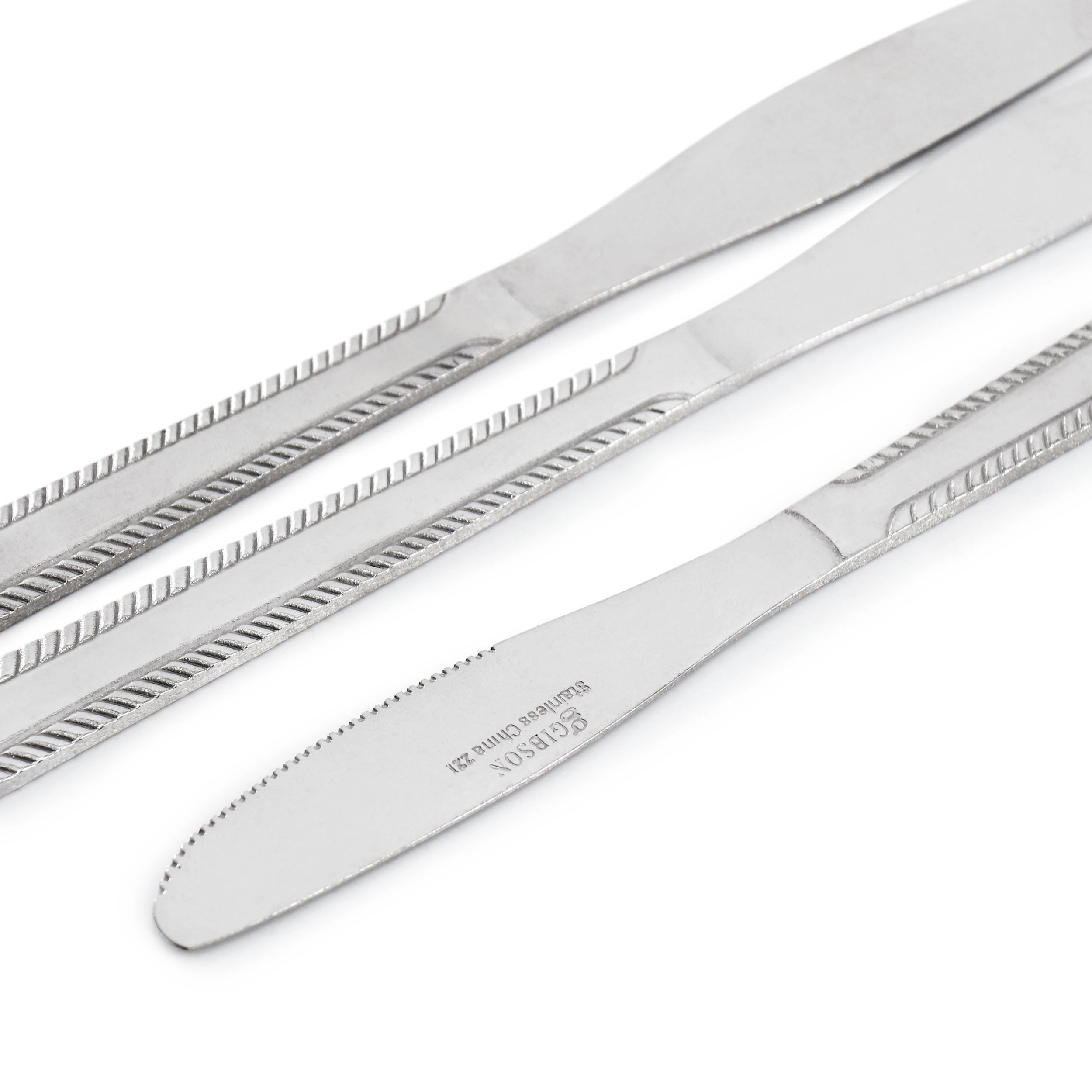 Gibson Home Tustin 3 Piece Stainless Steel Dinner Knife Flatware Set in Silver