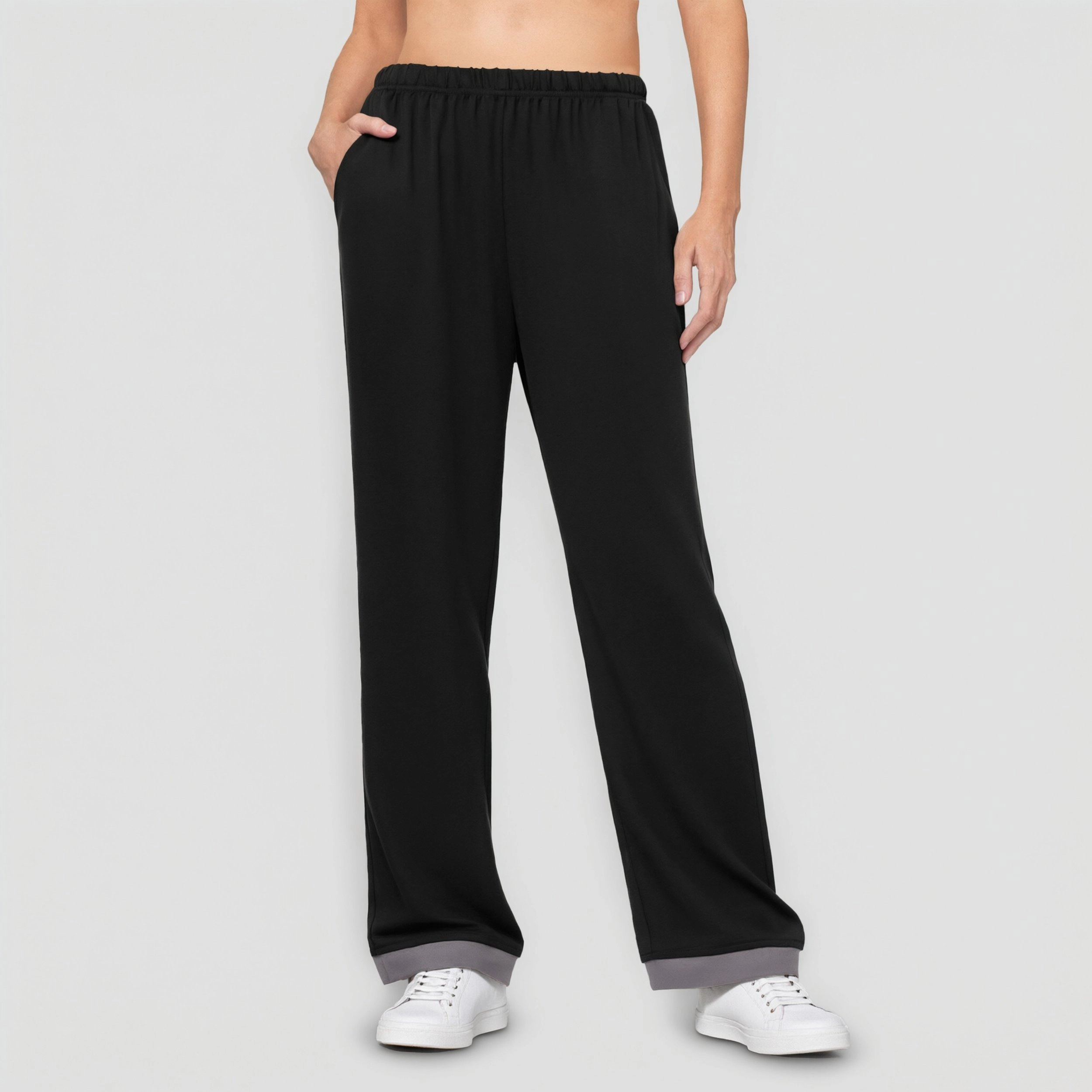 Ekouaer Women's Elastic High Waist Wide Leg Pajama Pants with Pockets