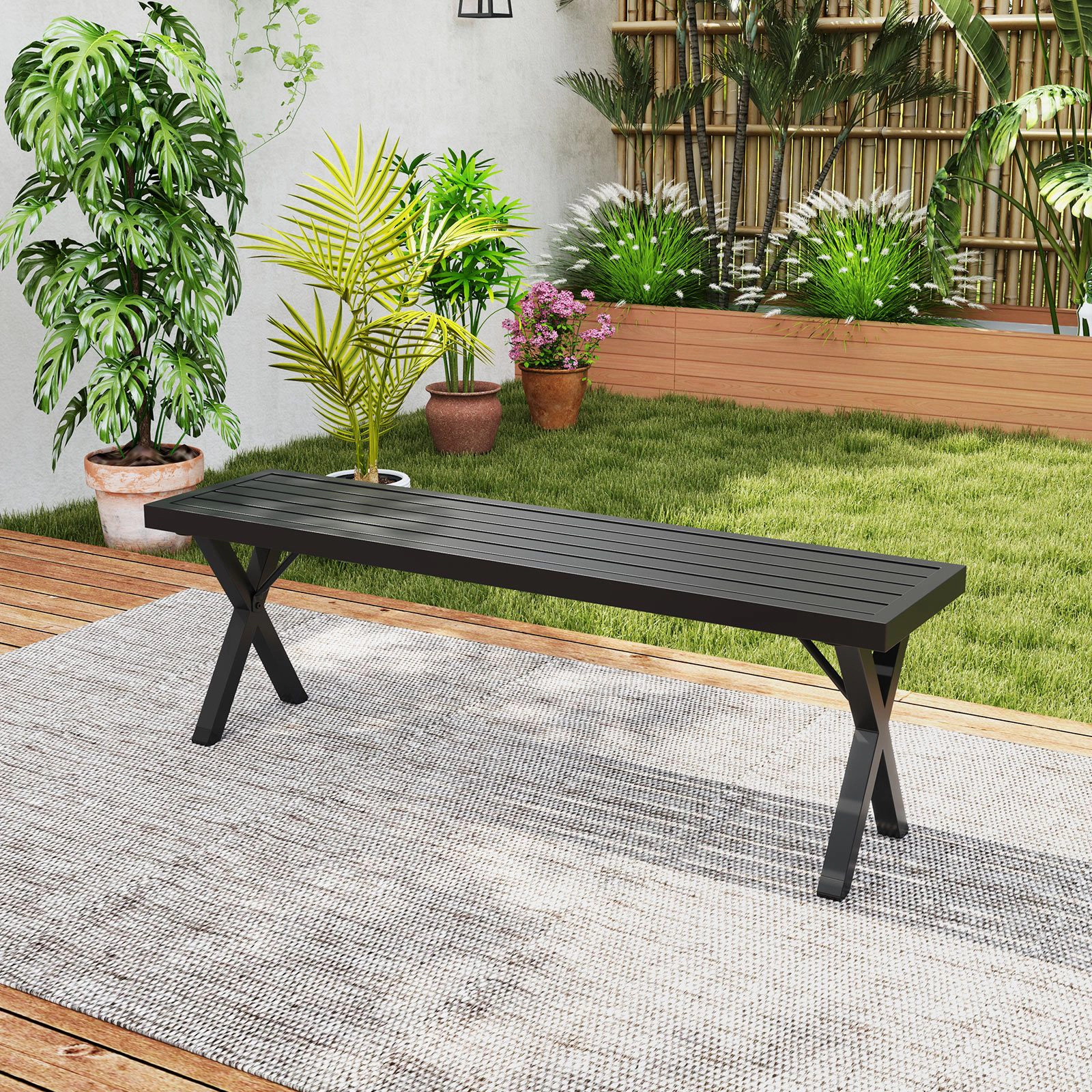 SlickBlue Heavy Duty Backless Patio Bench for Porch and Garden