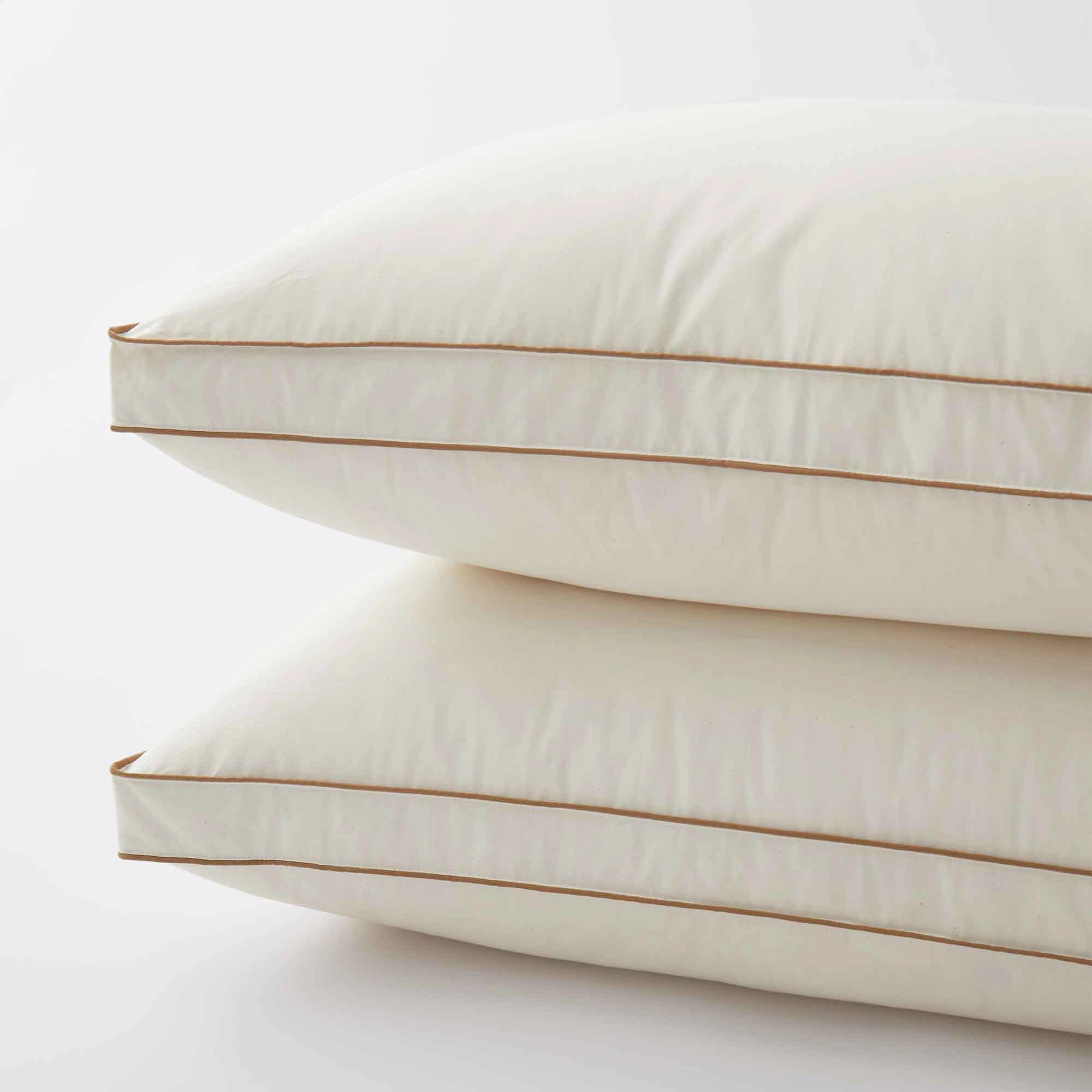 Puredown Selected Organic Cotton Layered Down Pillow Set of 2, 1.5-Inch Gusset