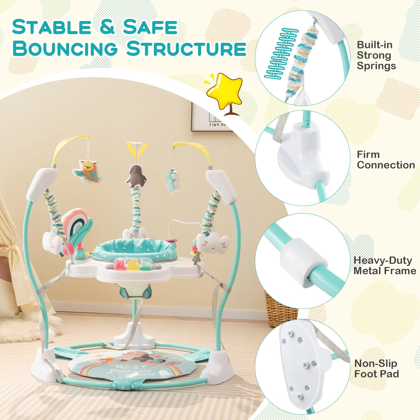 SlickBlue Multi-Height kids Play Center for 6+ Months with Bounce Function