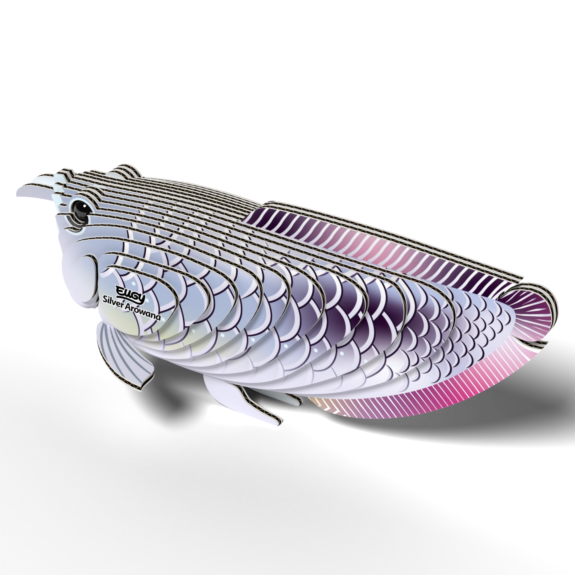 EUGY Silver Arowana 3D Puzzle - contains 26 puzzle pieces