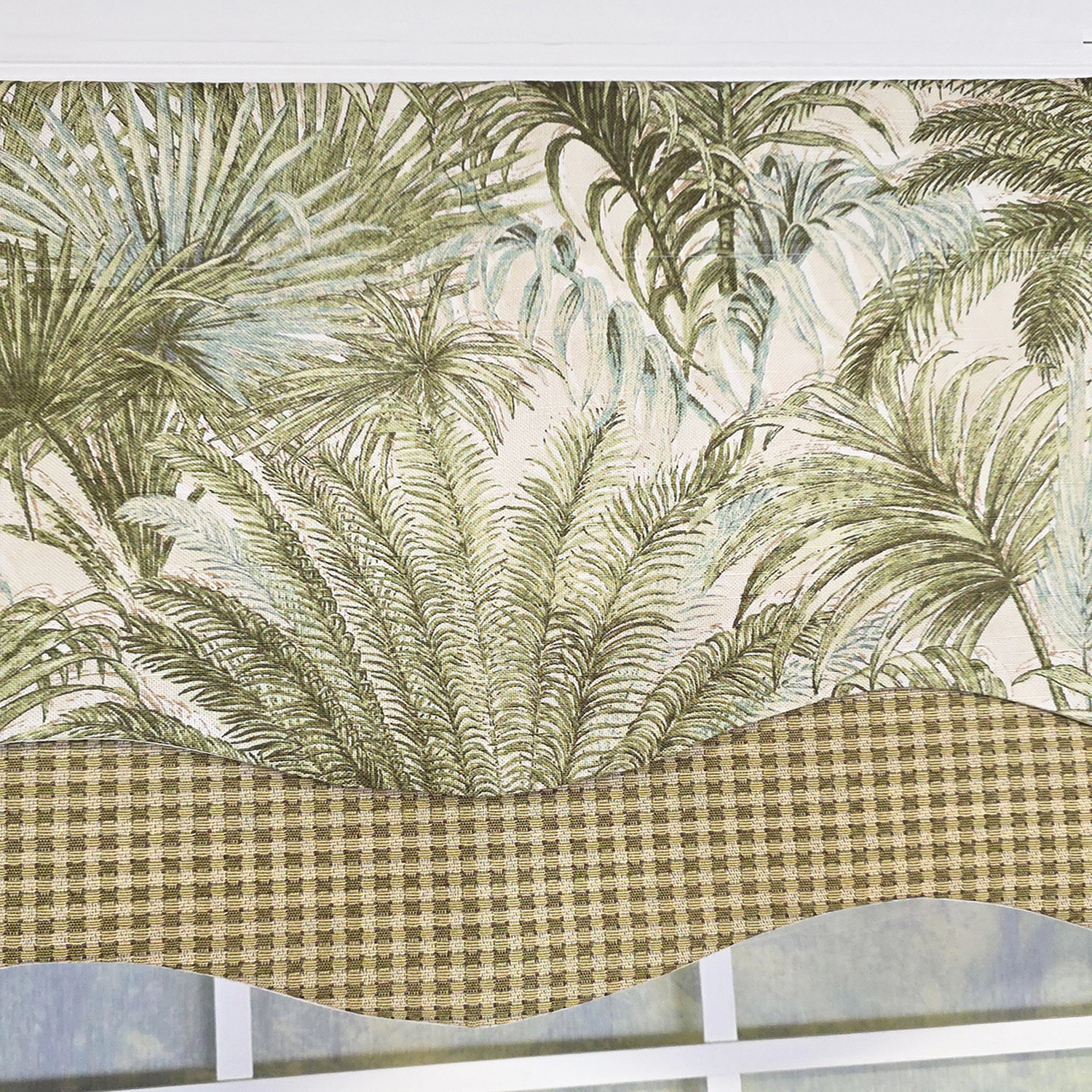 RLF Home Helecho Glory 100% Cotton Rod Pocket Lined  Window Valance 50" x 16" Green