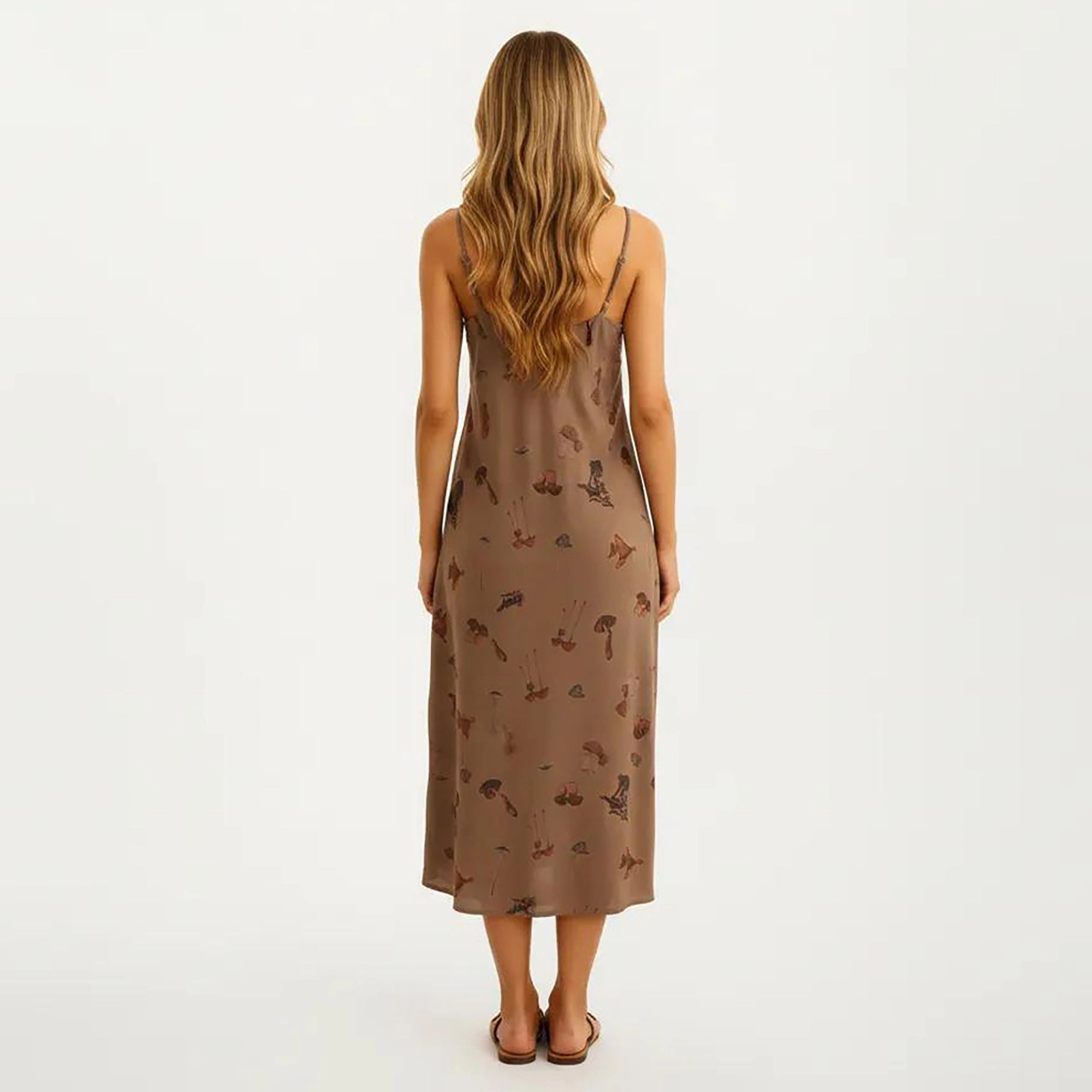 Anna-Kaci Women's Modal Pajama Dress Sleeveless Spaghetti Strap Midi Sleepwear Nightgown Printed Pattern Relaxed Fit