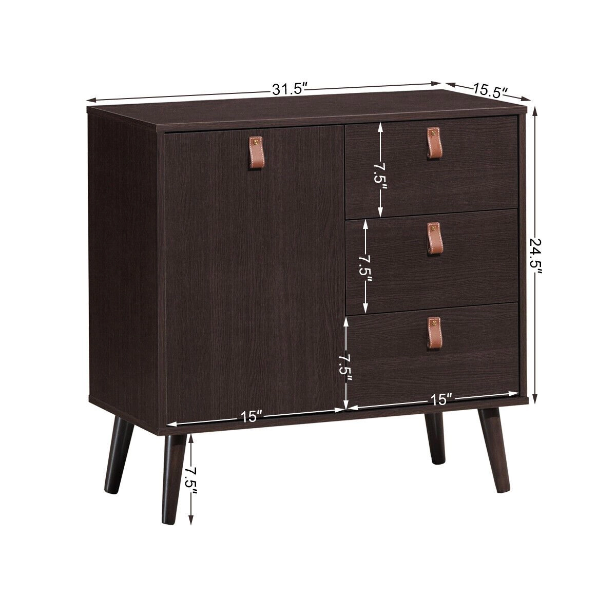 SlickBlue 3-Drawer Wood Storage Cabinet with Adjustable Shelf